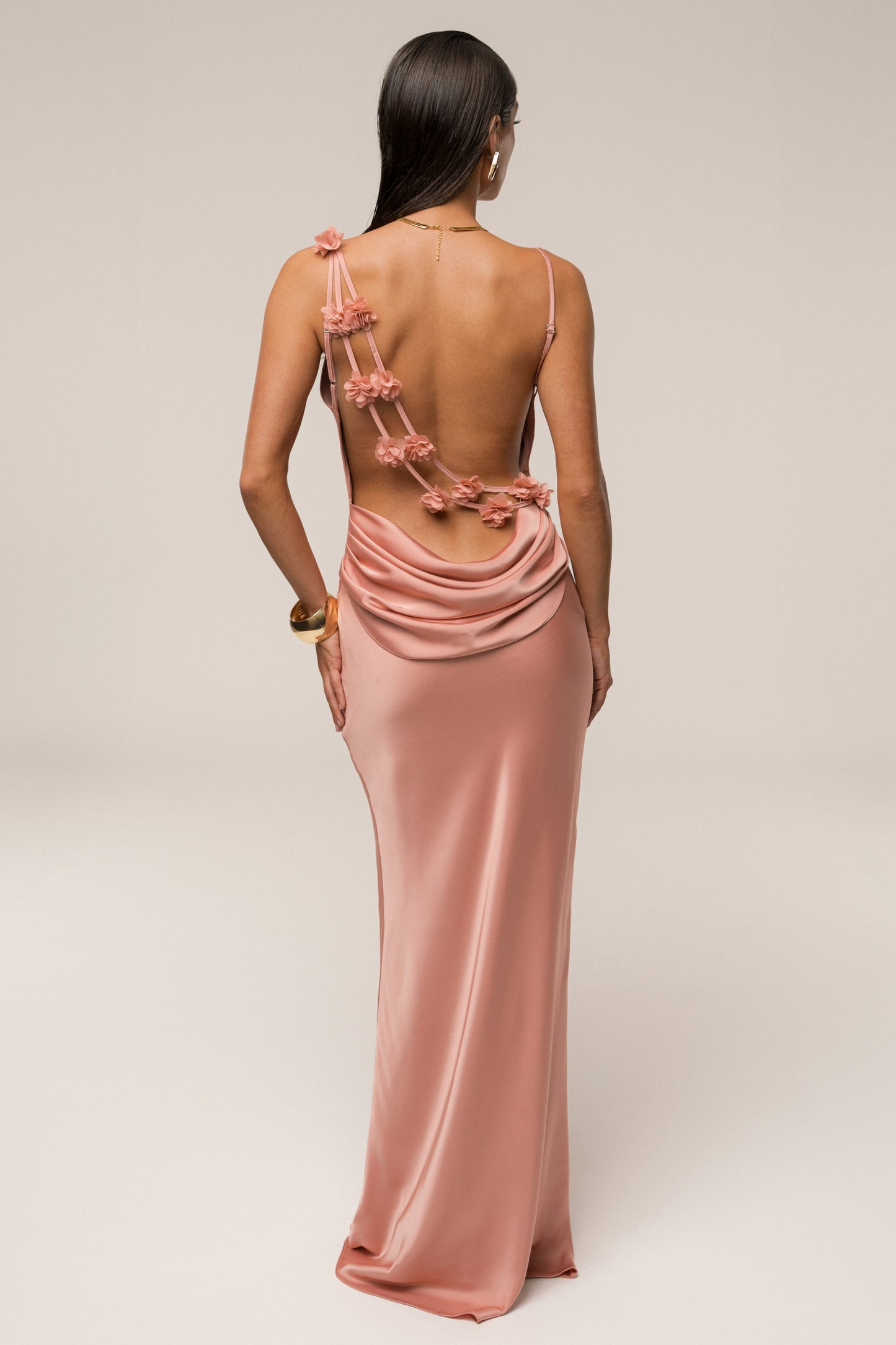 Dark Peach Down The Aisle Satin Gown JLUXLABEL