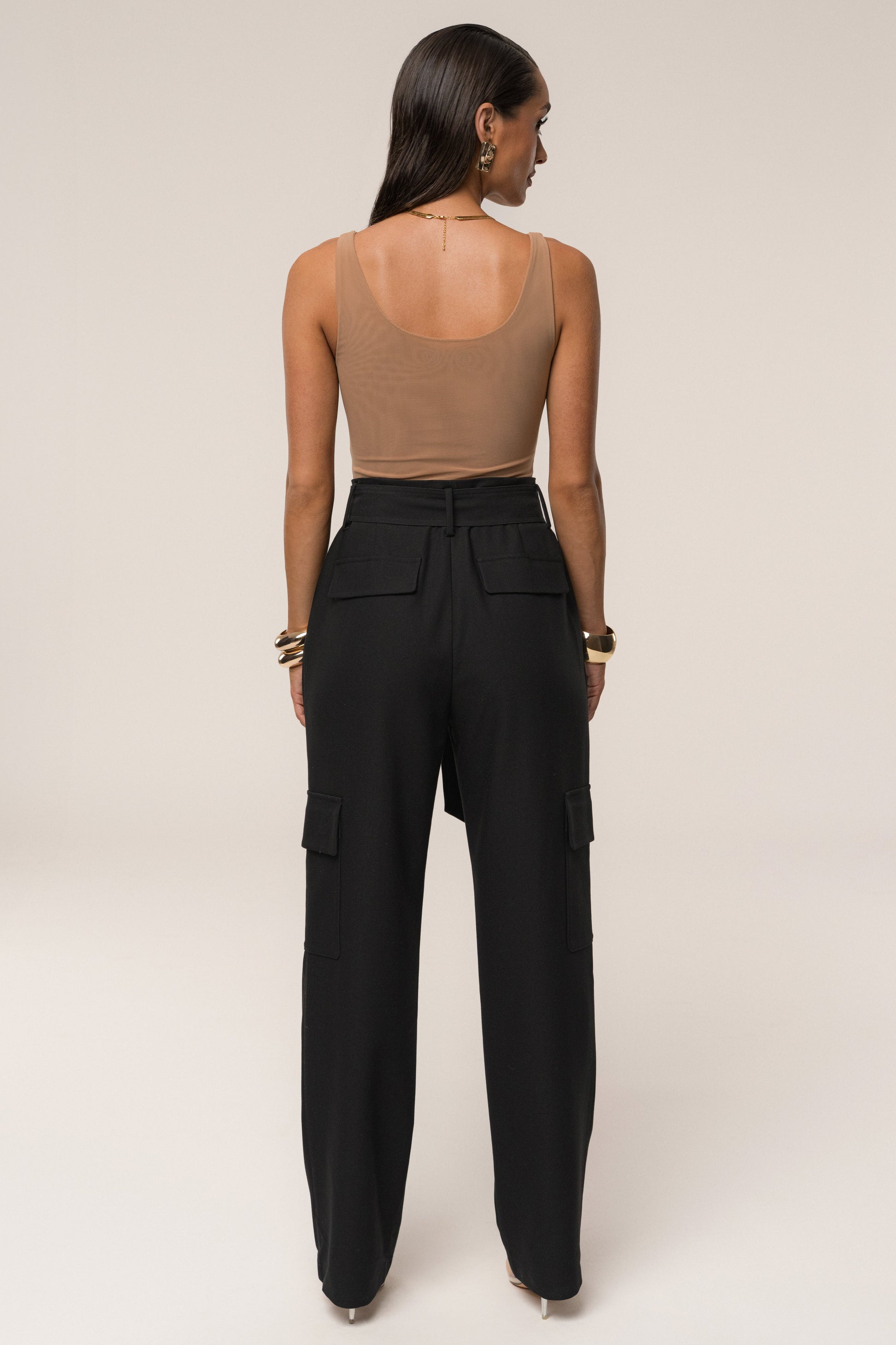 Black Alexis Belted Cargo Pants JLUXLABEL