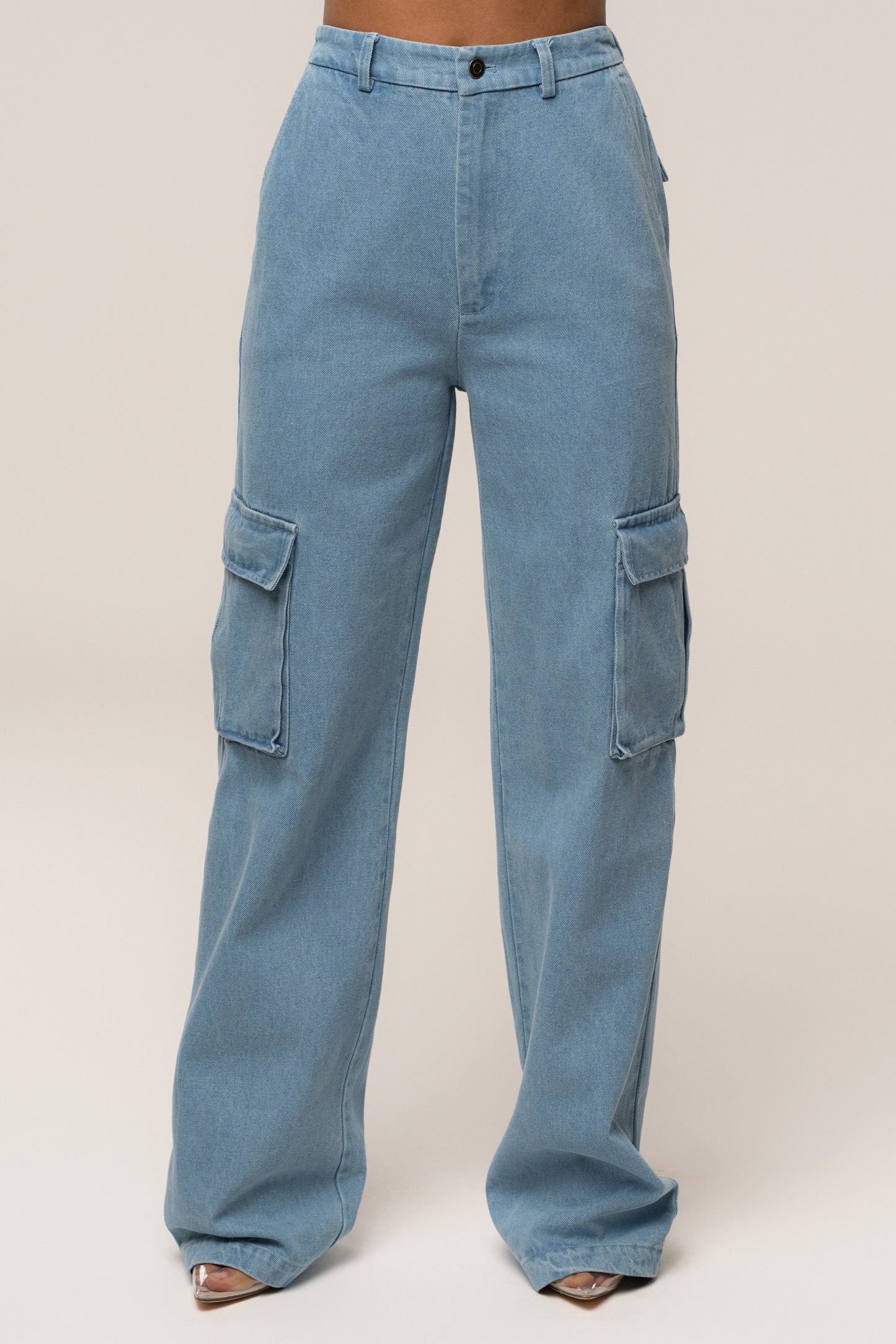Medium Wash Denim Utility Cargo Pants JLUXLABEL