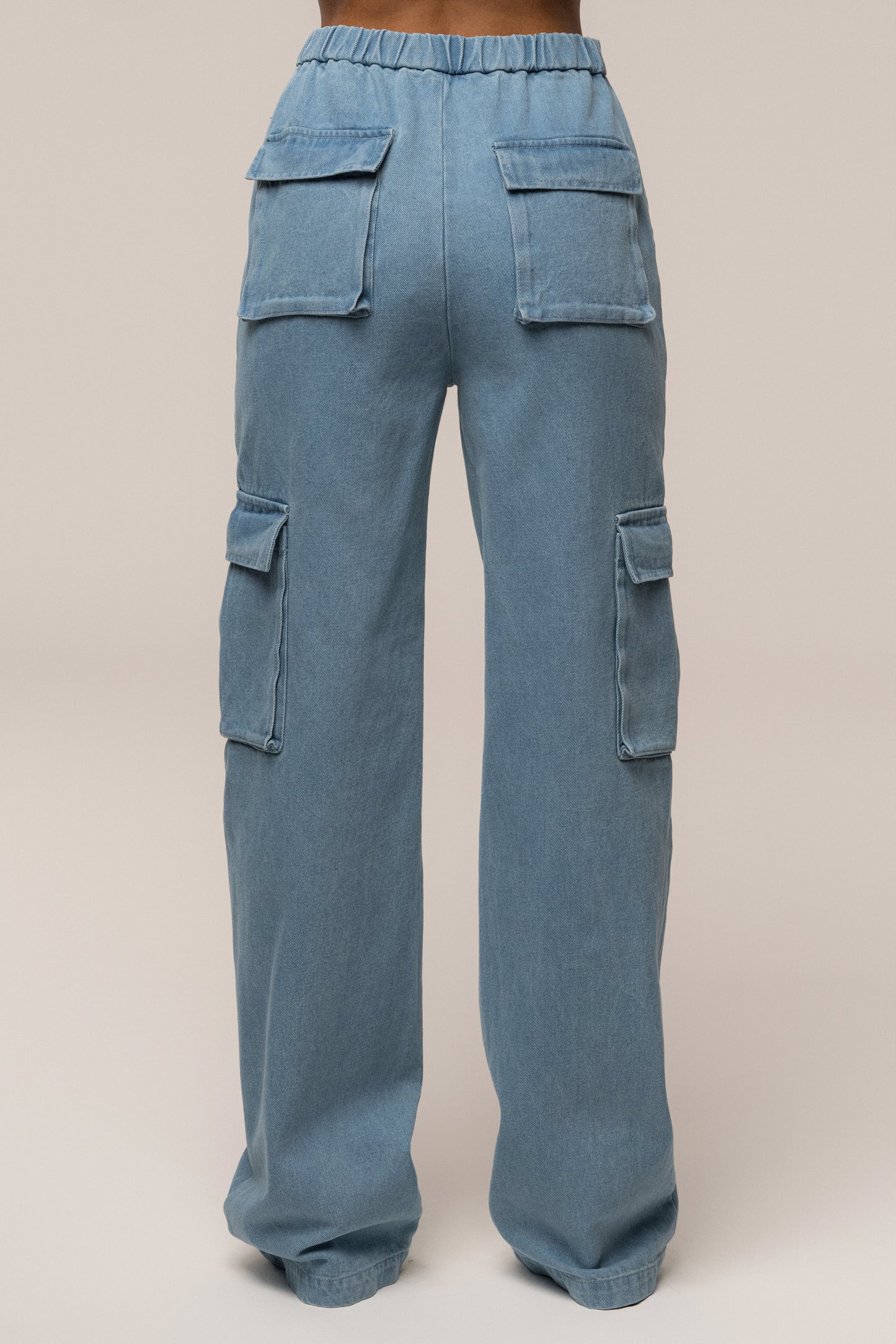Medium Wash Denim Utility Cargo Pants JLUXLABEL