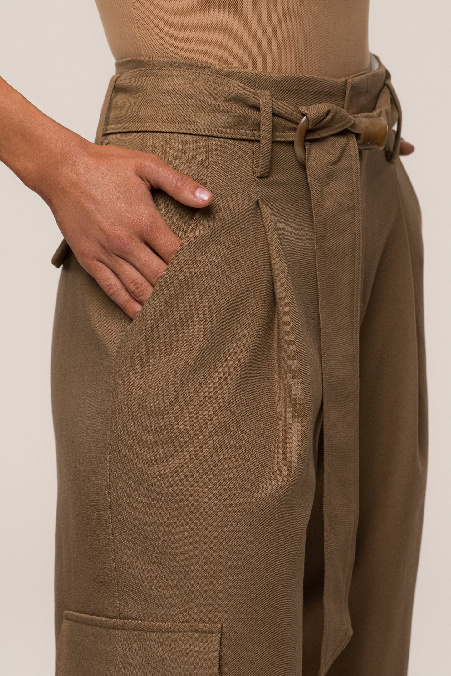 Tan Alexis Belted Cargo Pants JLUXLABEL