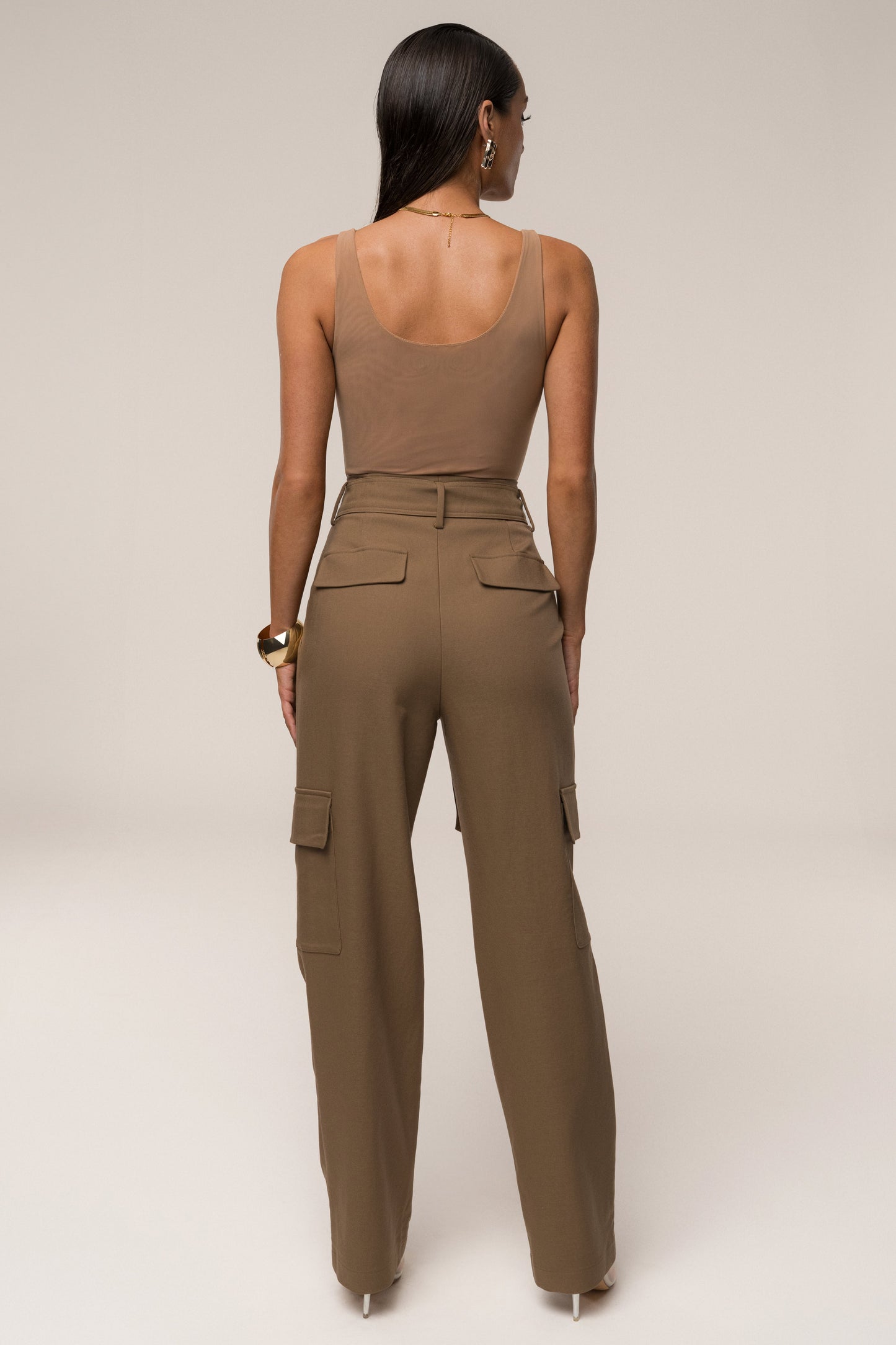 Tan Alexis Belted Cargo Pants JLUXLABEL