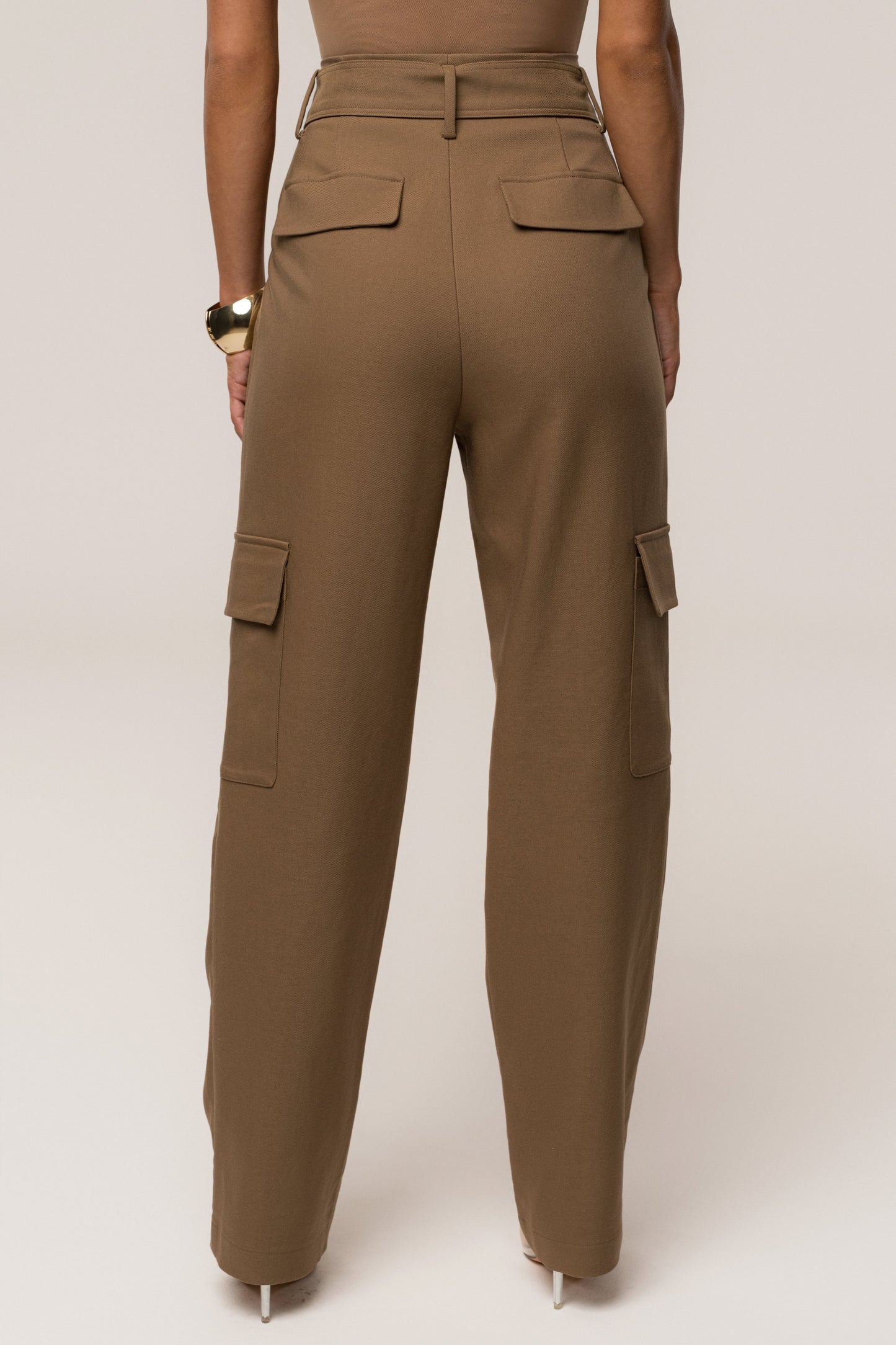 Tan Alexis Belted Cargo Pants JLUXLABEL