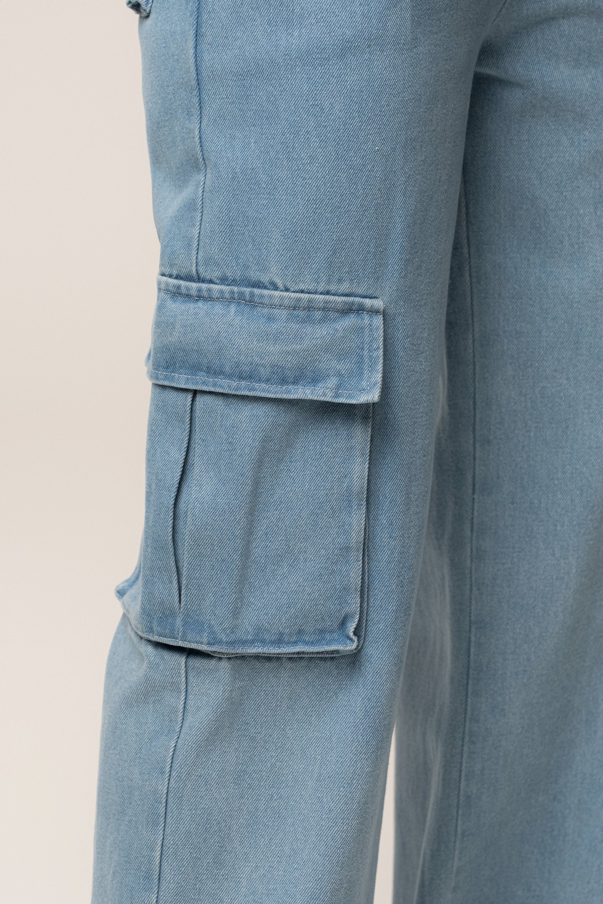 Medium Wash Denim Utility Cargo Pants JLUXLABEL