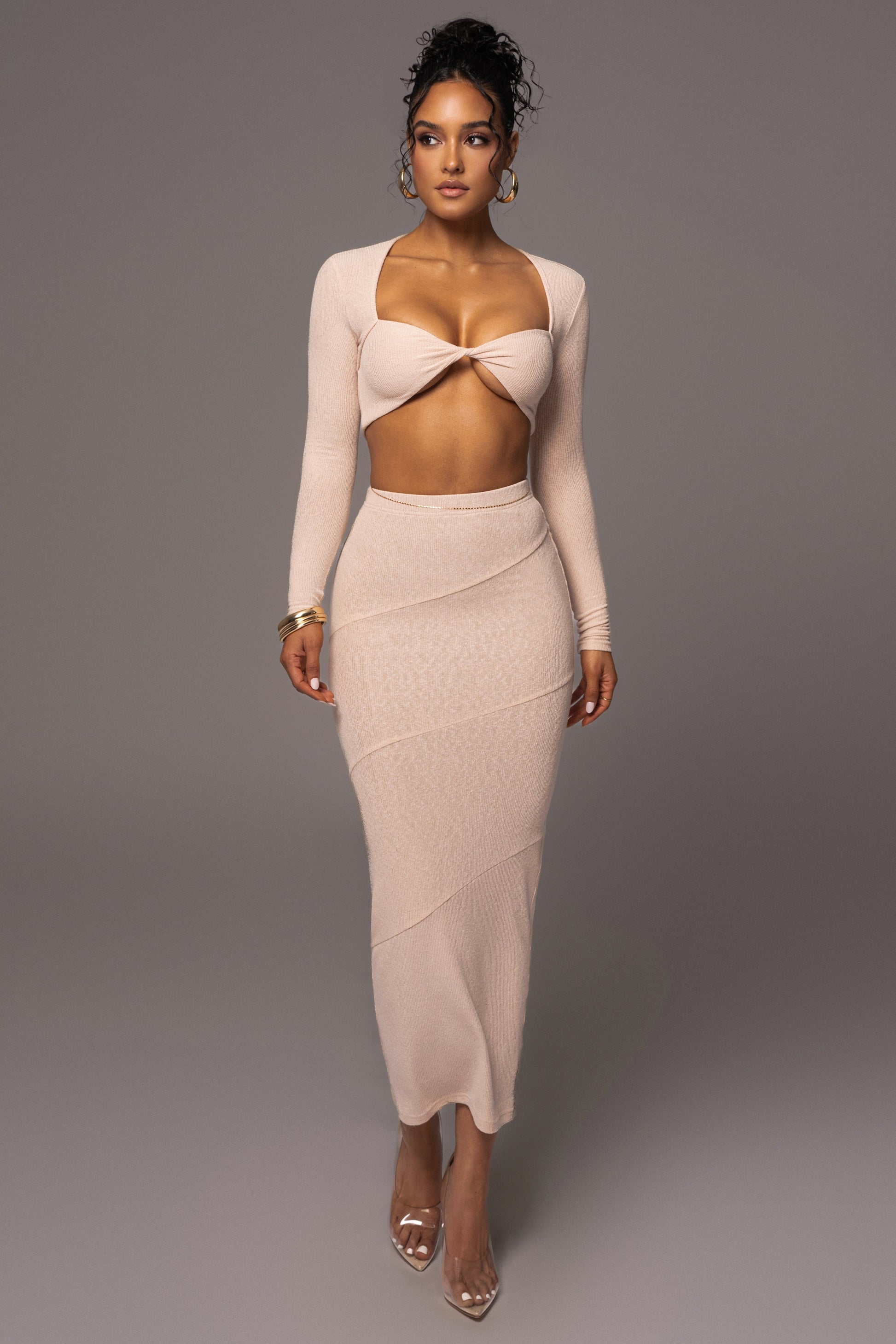 Beige All About You Skirt Set JLUXLABEL
