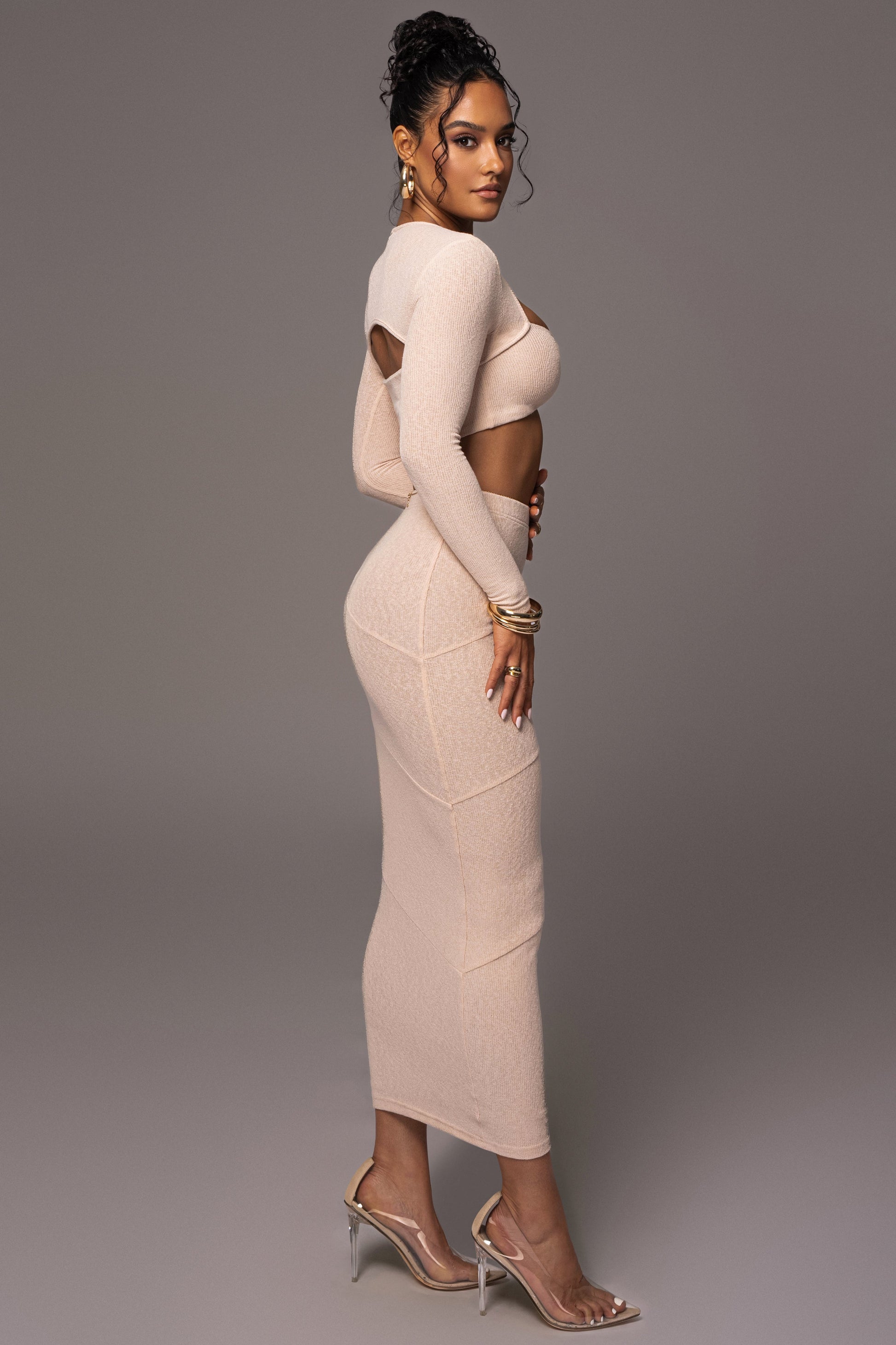 Beige All About You Skirt Set JLUXLABEL