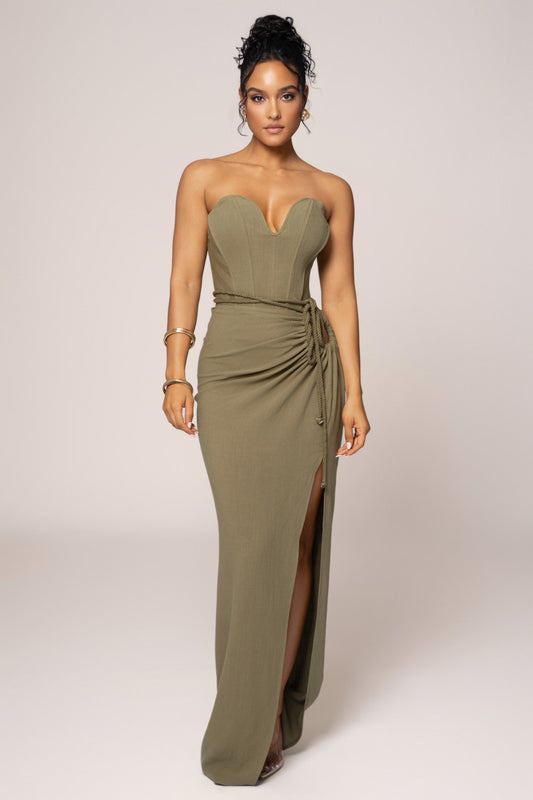 Olive Destination Linen Skirt Set JLUXLABEL