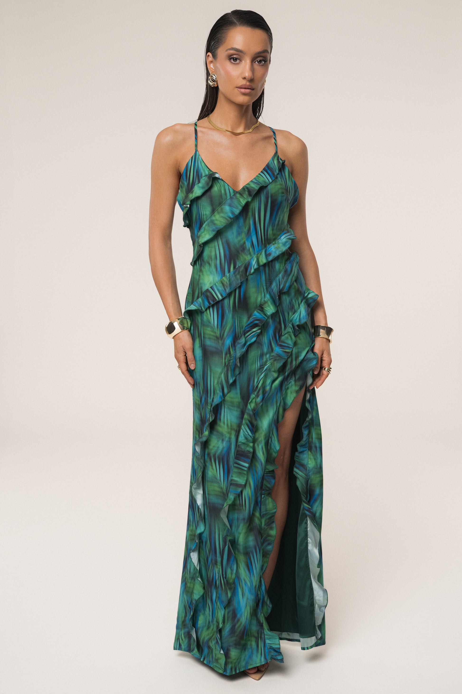 Green Tropic Muse Maxi Dress JLUXLABEL