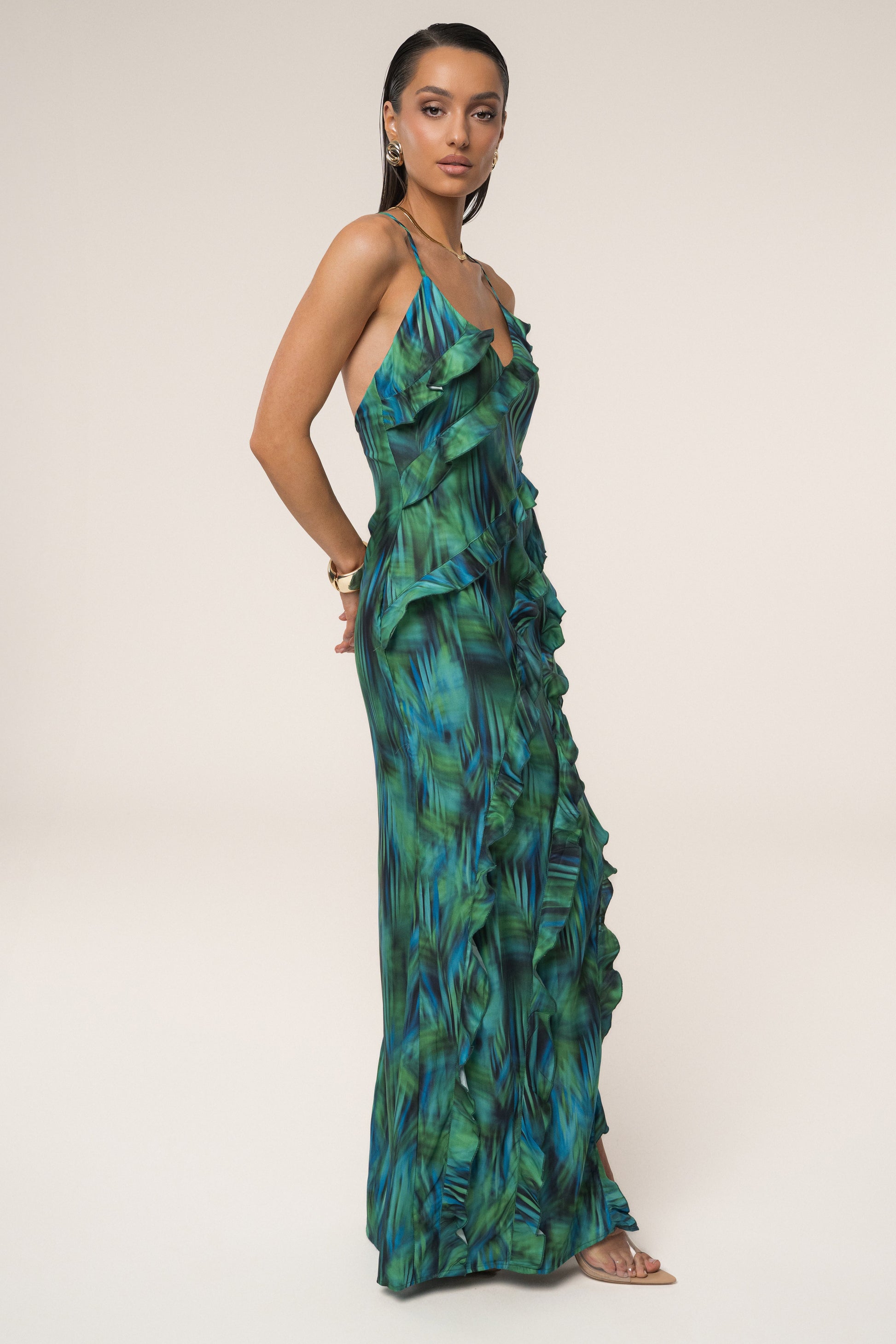 Green Tropic Muse Maxi Dress JLUXLABEL