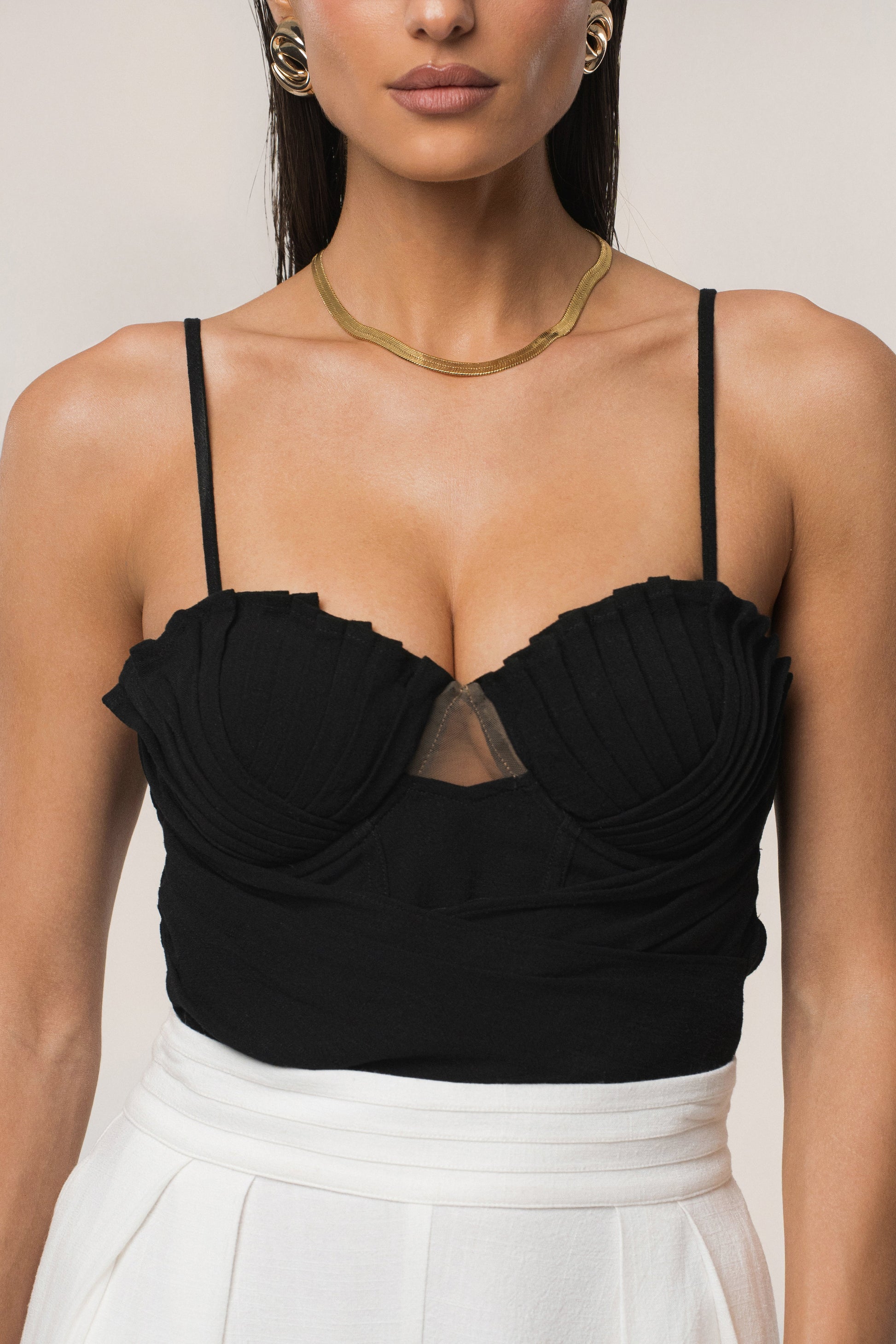 Black Arielle Bustier Top JLUXLABEL