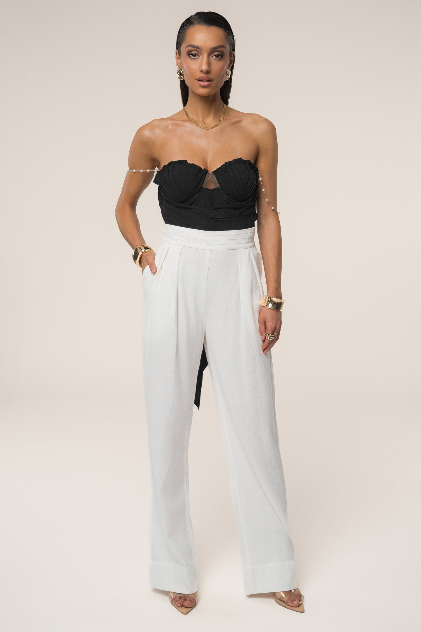 Black Arielle Bustier Top JLUXLABEL