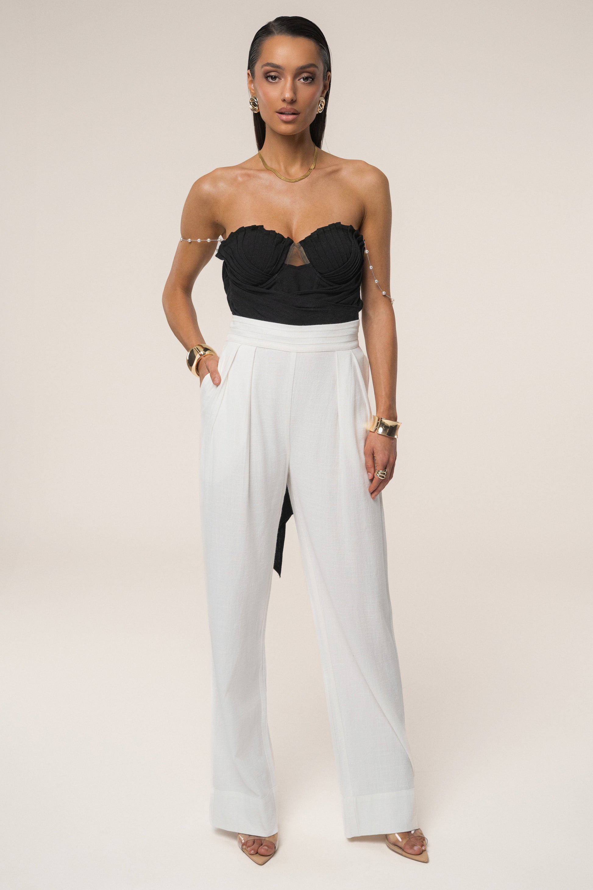 Black Arielle Bustier Top JLUXLABEL