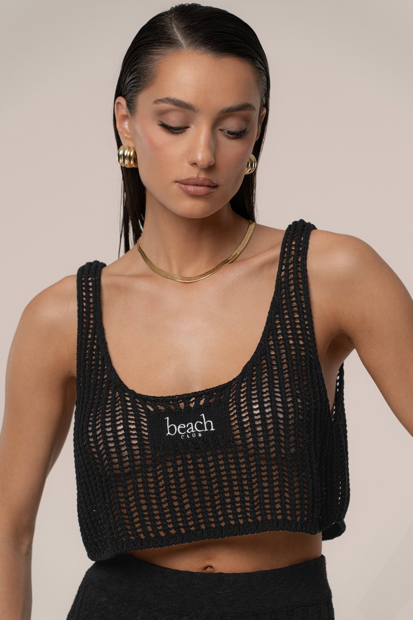 Black Beach Club Crochet Top JLUXLABEL