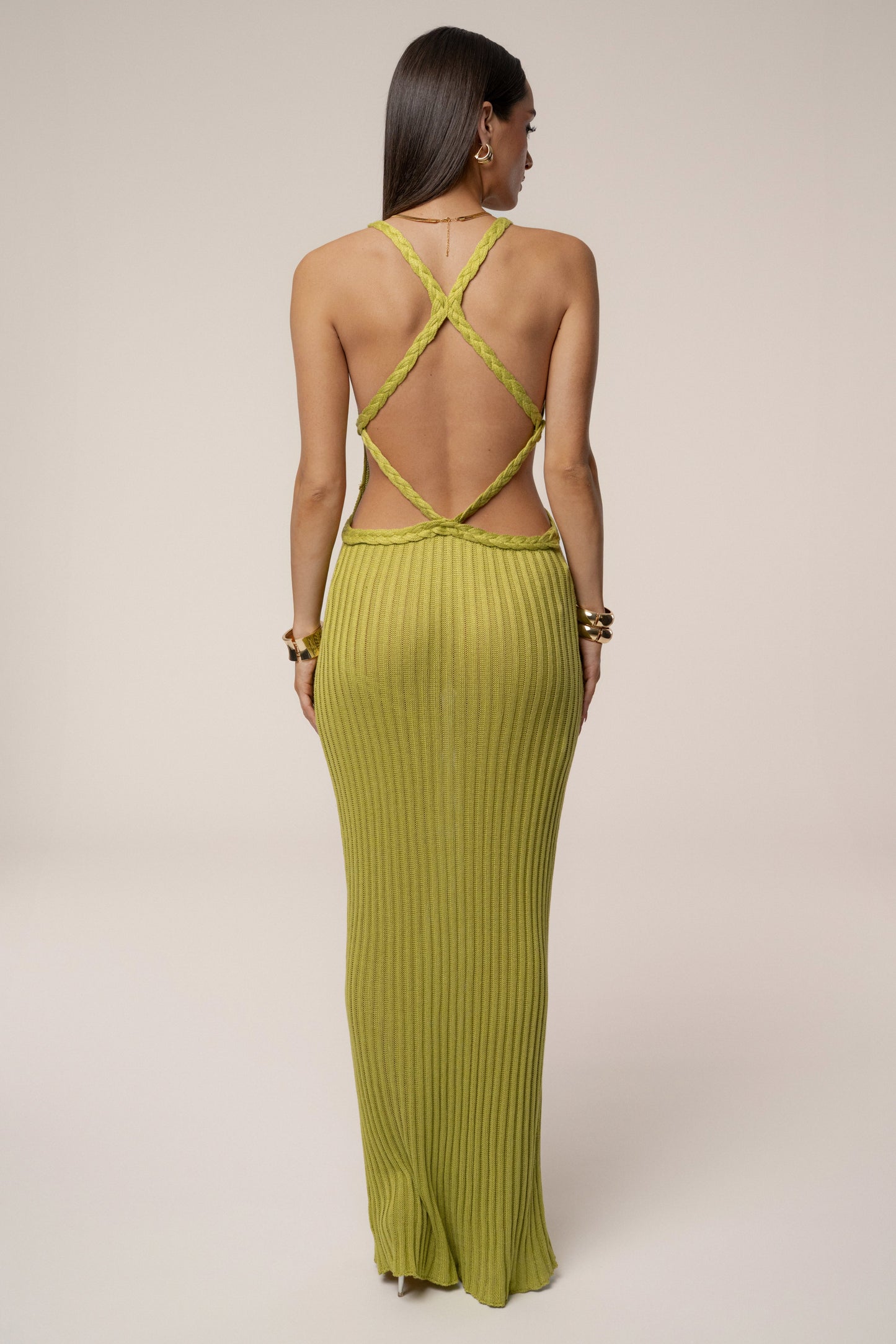 Lime Drift And Dream Braided Maxi Dress JLUXLABEL