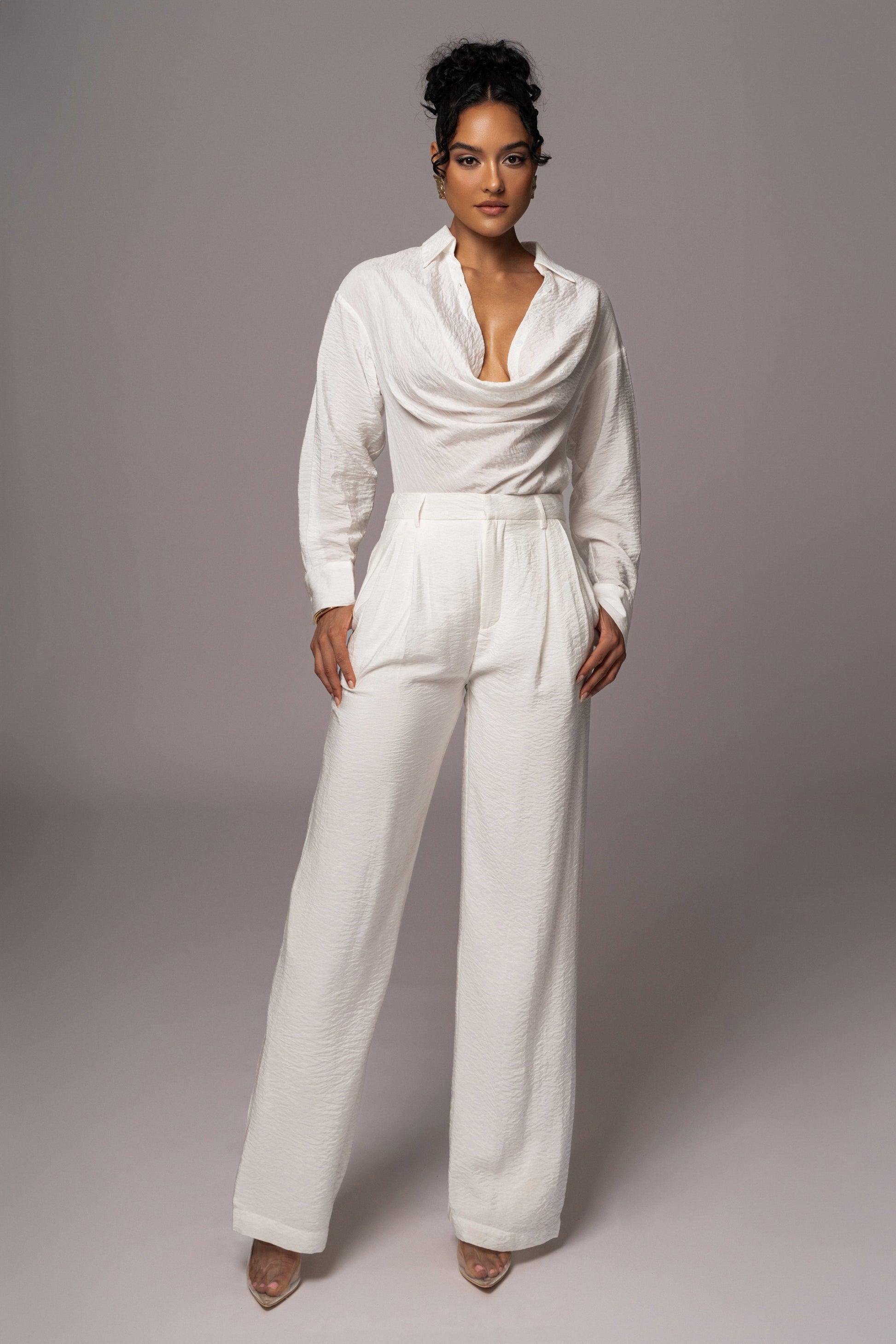 Ivory Drew Crinkled Trousers JLUXLABEL