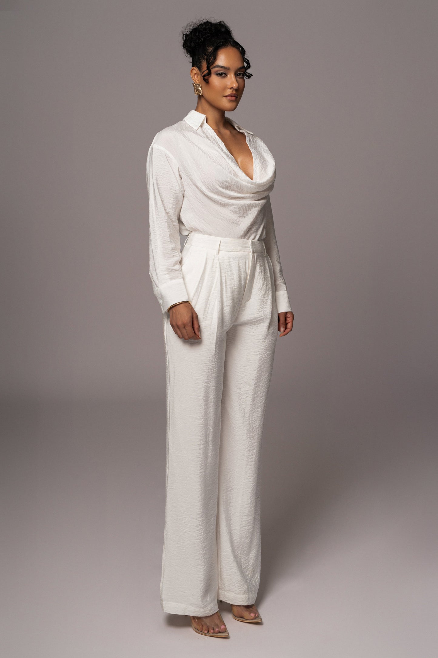 Ivory Drew Crinkled Trousers JLUXLABEL