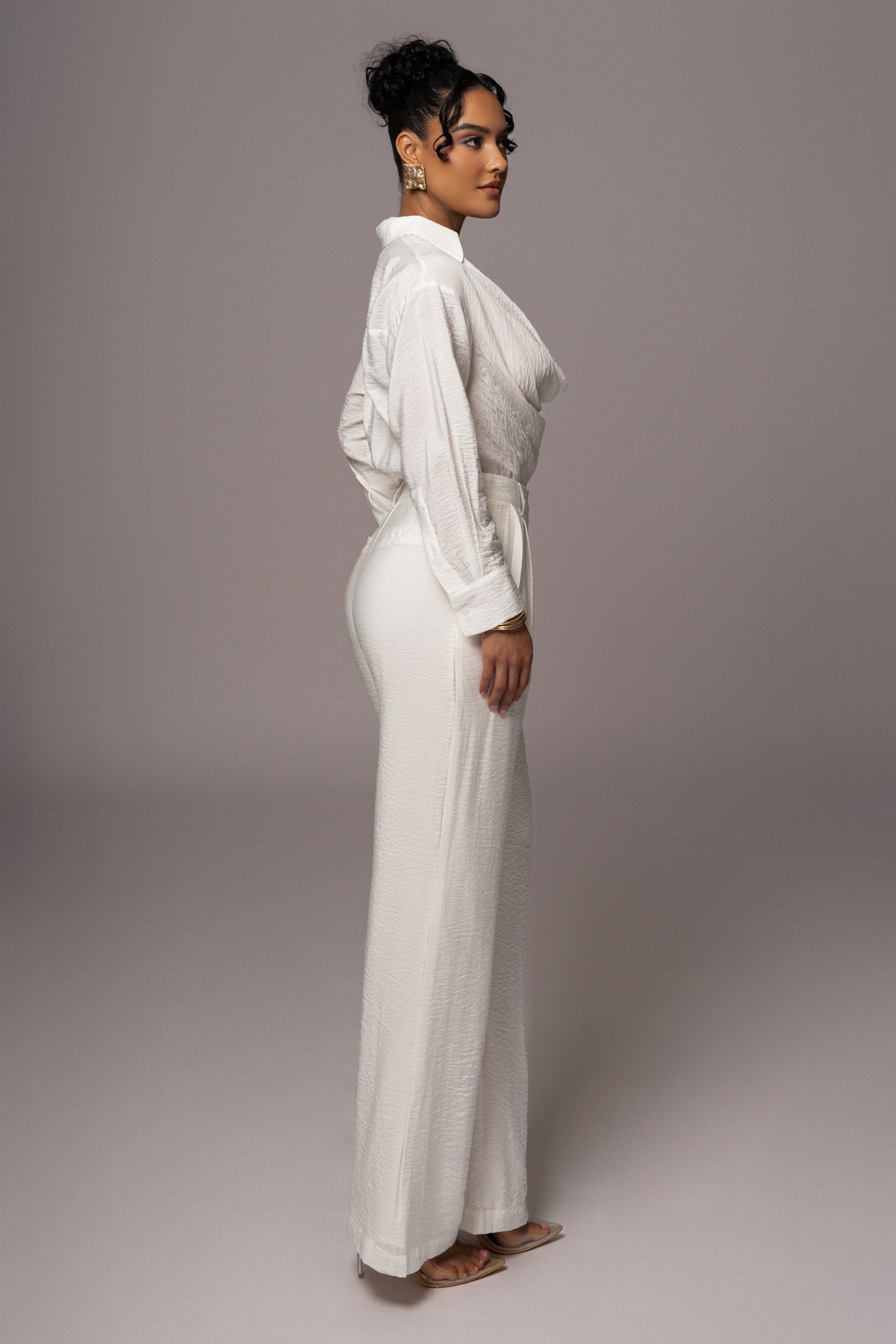 Ivory Drew Crinkled Trousers JLUXLABEL