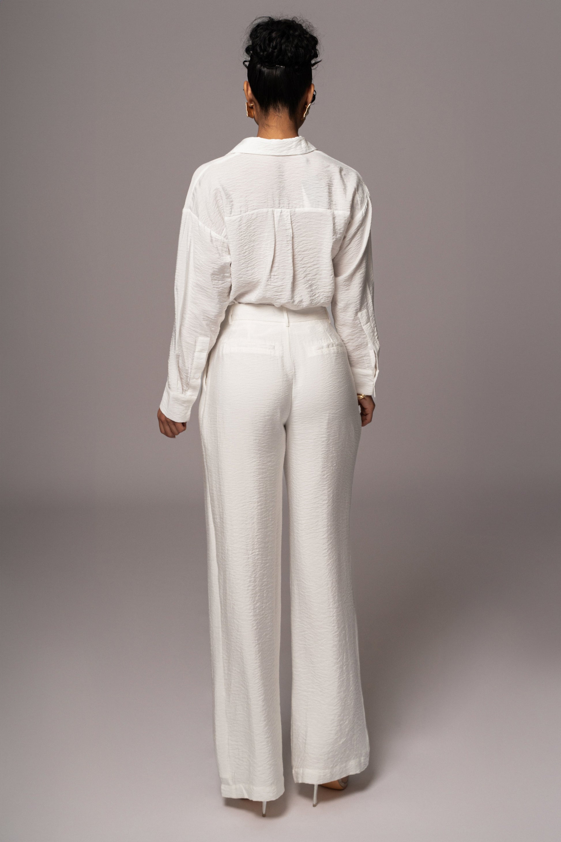 Ivory Drew Crinkled Trousers JLUXLABEL