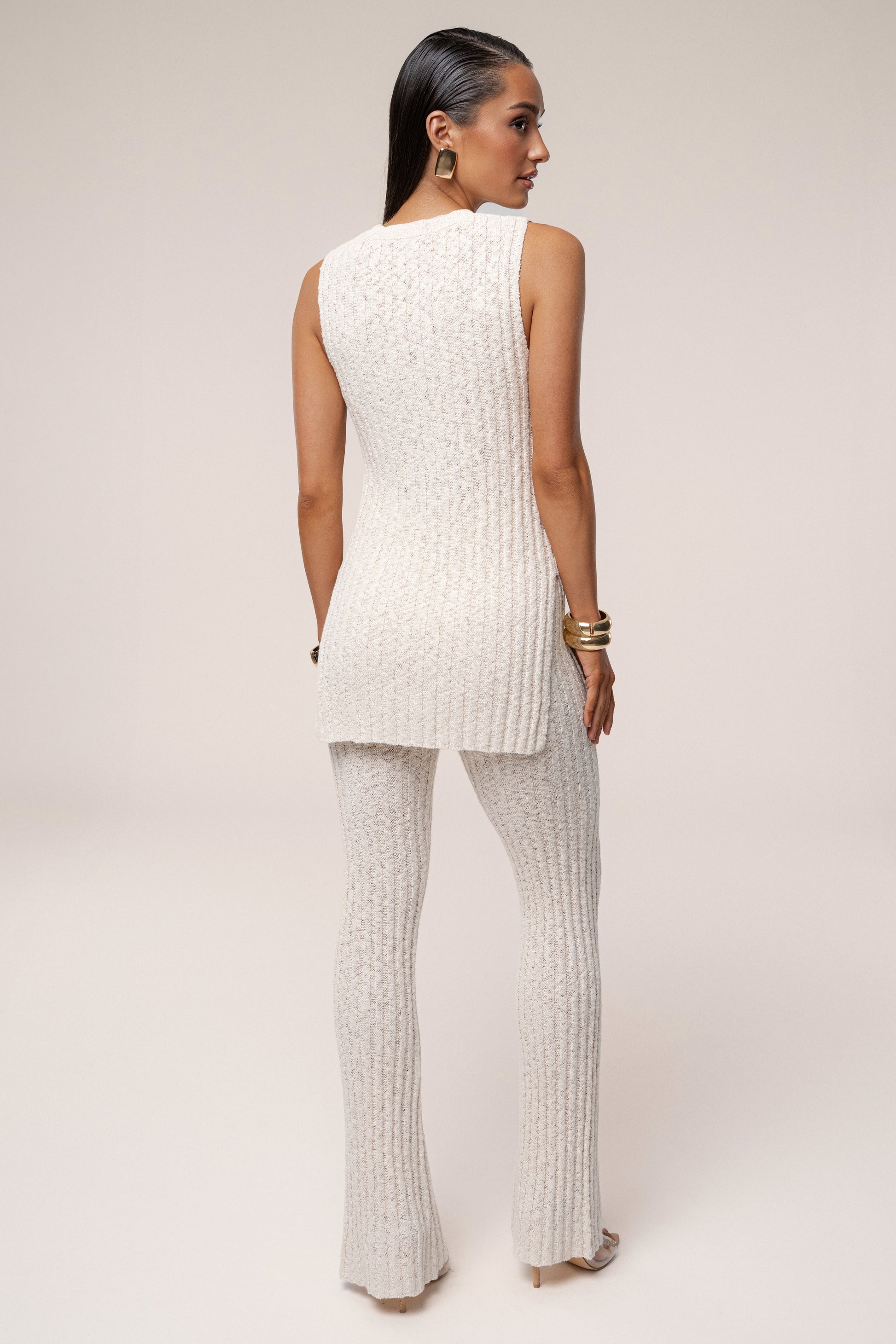 Ivory Lanah Knit Flare Pants JLUXLABEL