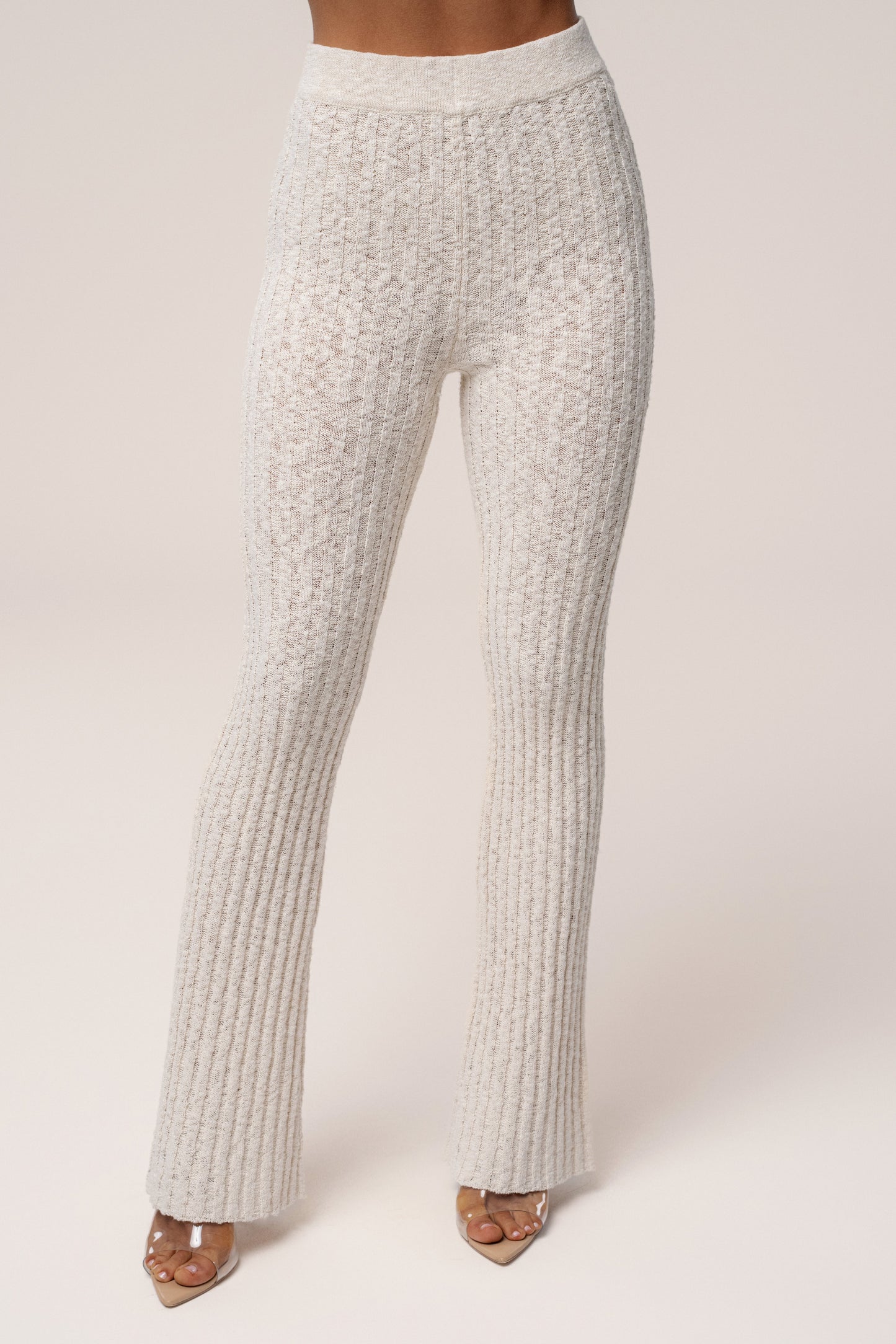 Ivory Lanah Knit Flare Pants JLUXLABEL