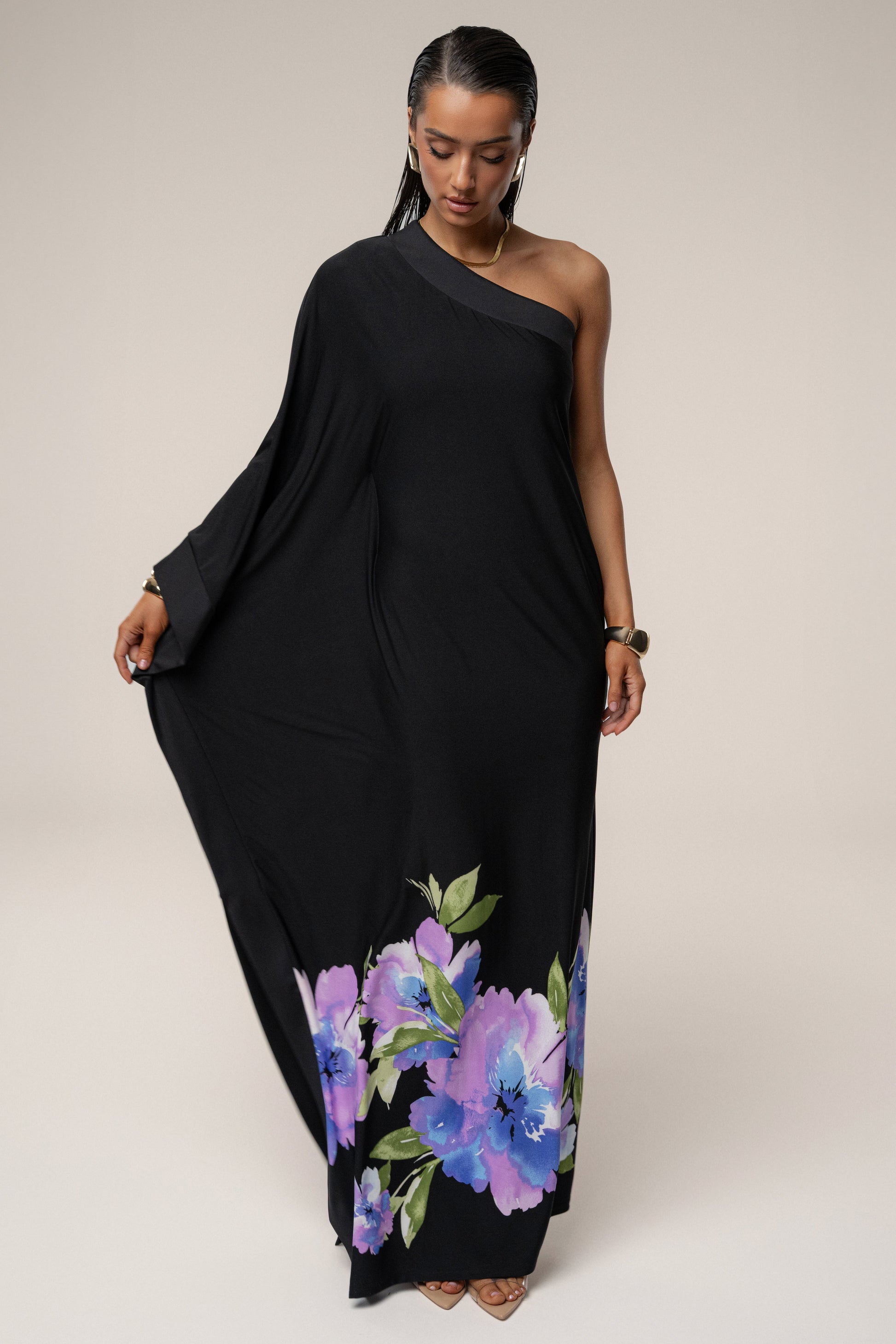 Black Floral Petals And Passion Maxi Dress JLUXLABEL