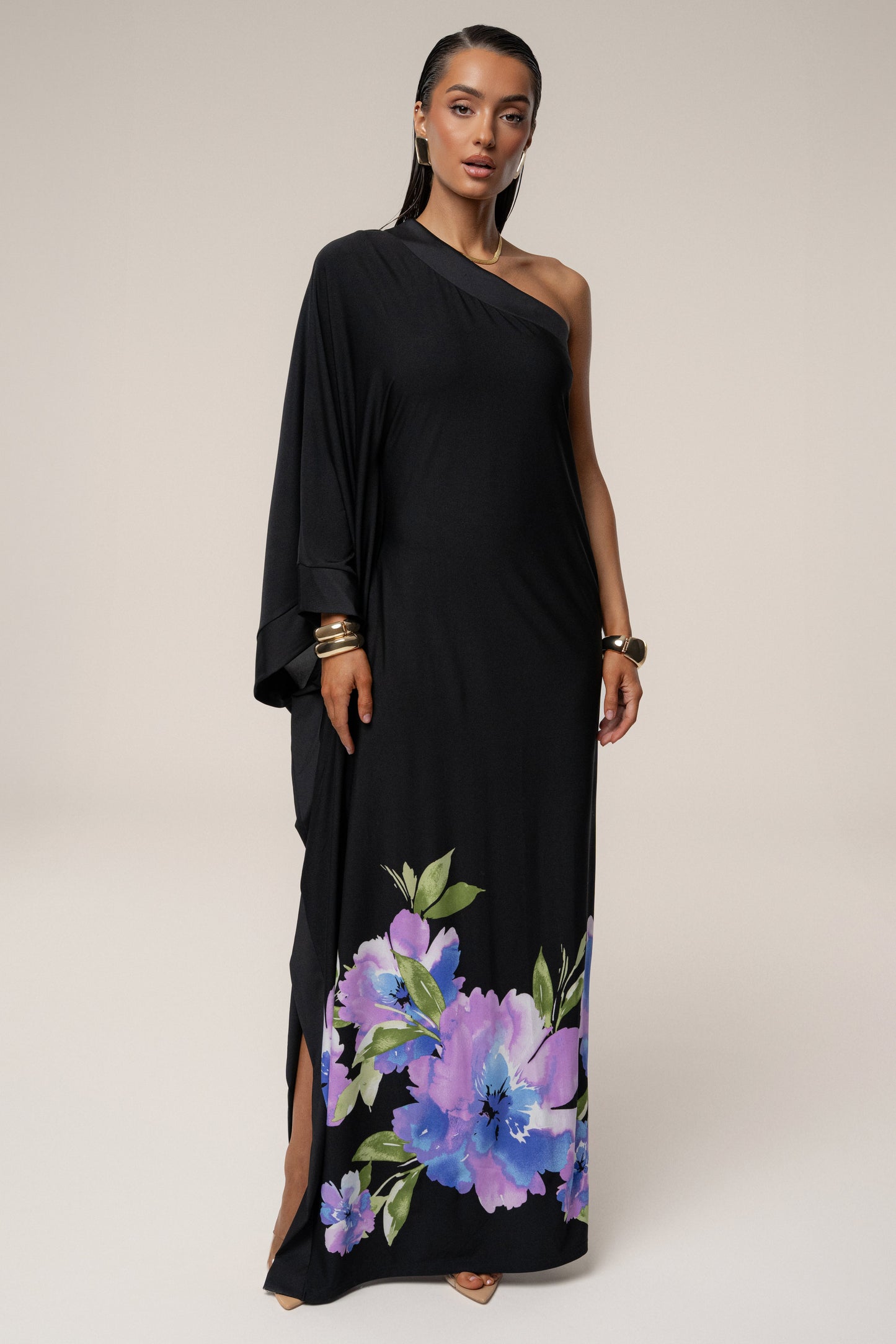 Black Floral Petals And Passion Maxi Dress JLUXLABEL