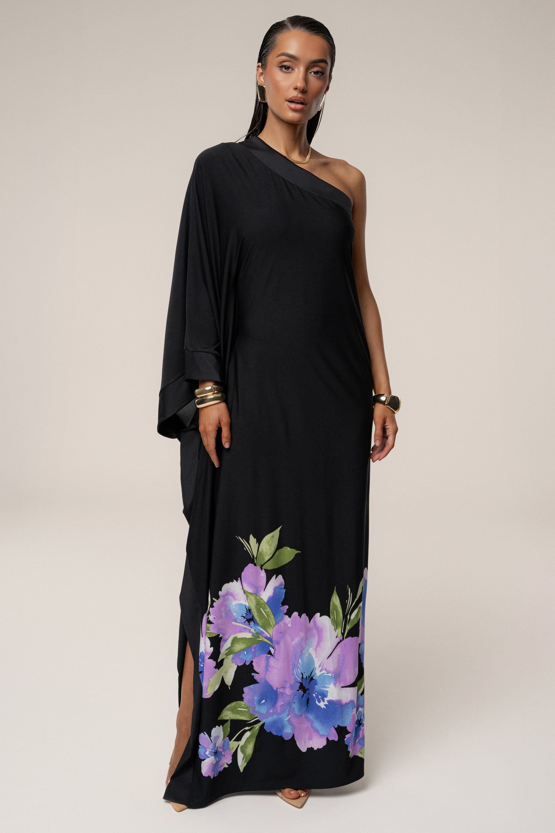 Black Floral Petals And Passion Maxi Dress JLUXLABEL