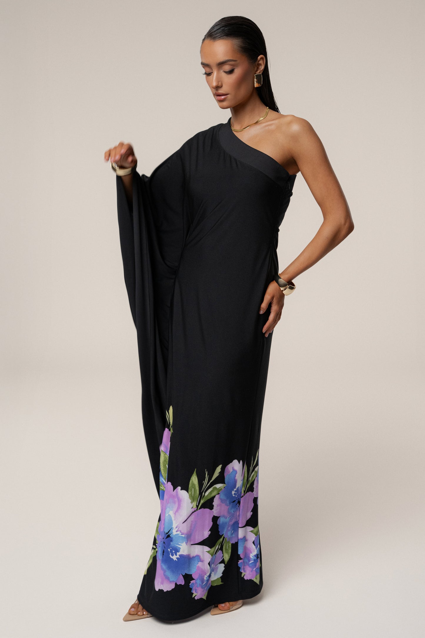 Black Floral Petals And Passion Maxi Dress JLUXLABEL