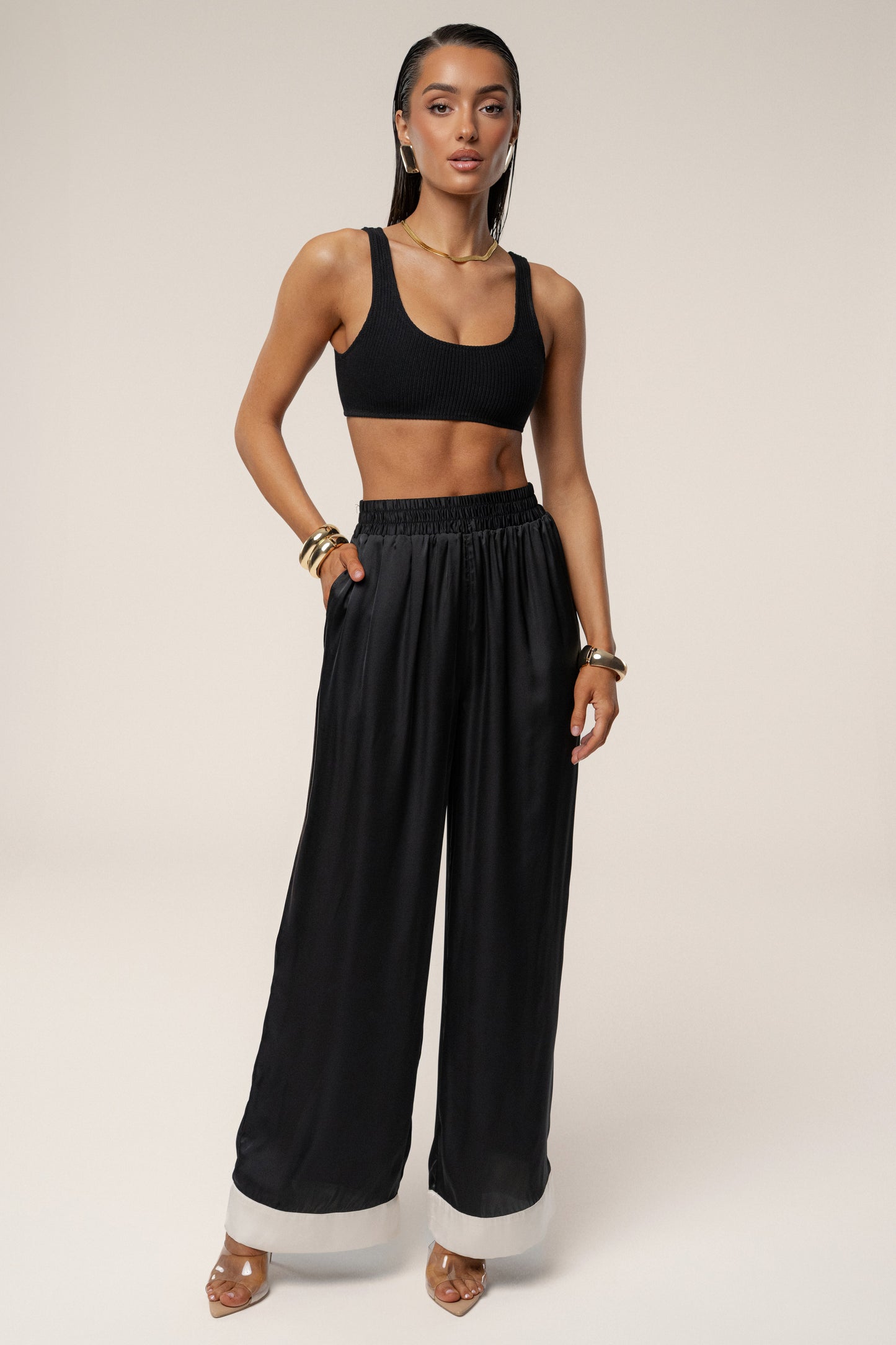 Black Jet Set Wide Leg Pants JLUXLABEL