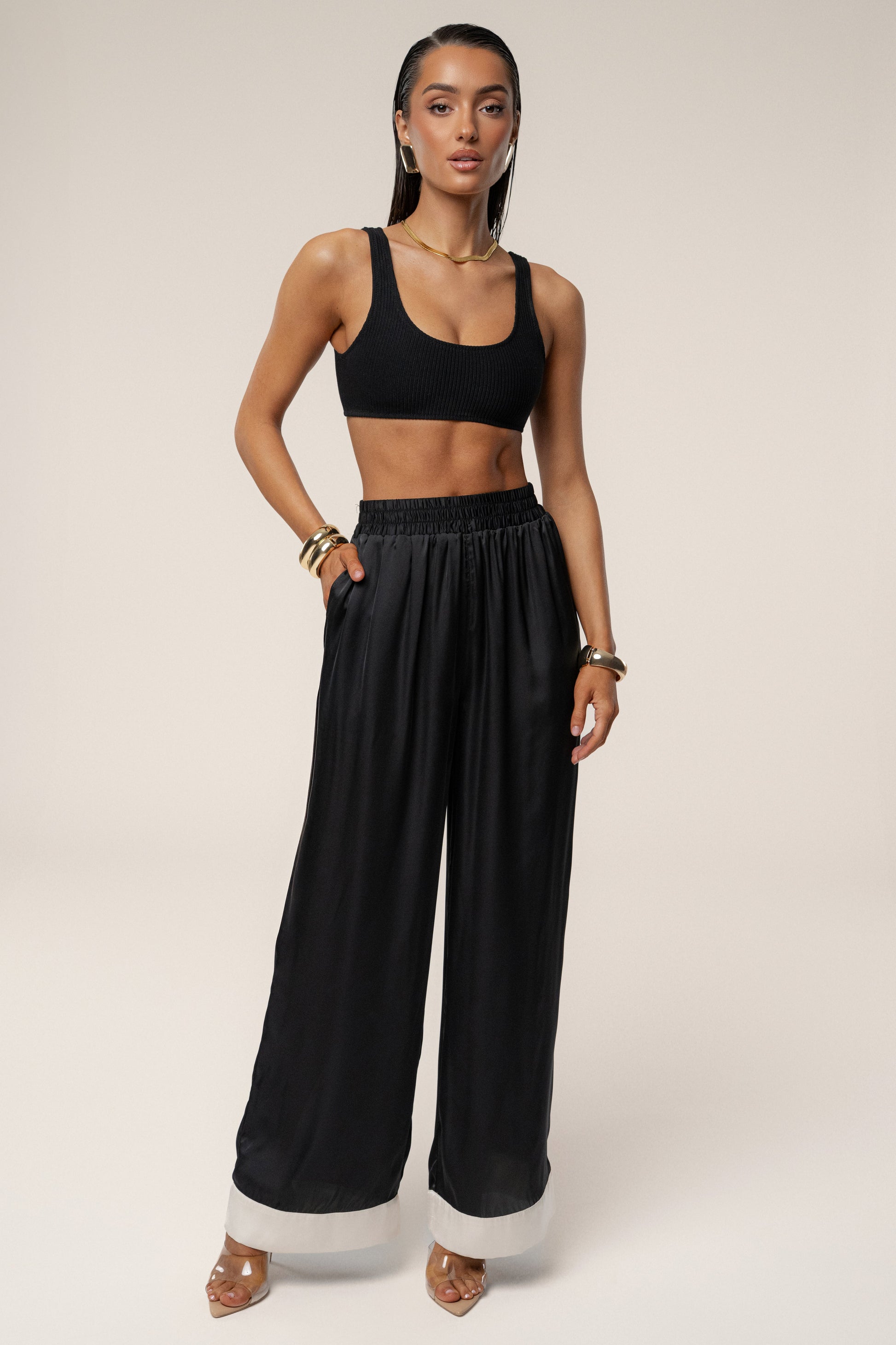 Black Jet Set Wide Leg Pants JLUXLABEL