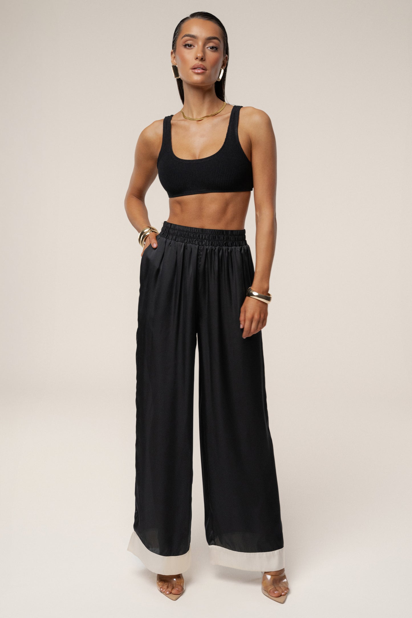 Black Jet Set Wide Leg Pants JLUXLABEL