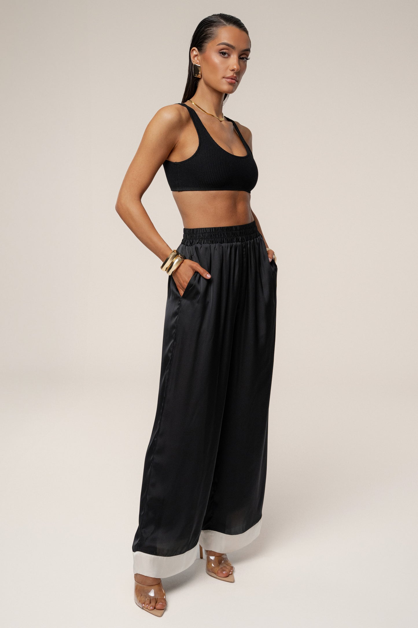 Black Jet Set Wide Leg Pants JLUXLABEL