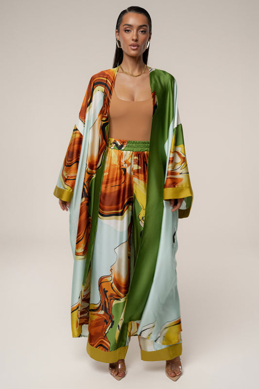 PRE-ORDER Green Tropical Print Nola Maxi Duster NEWFASHIONEDGE