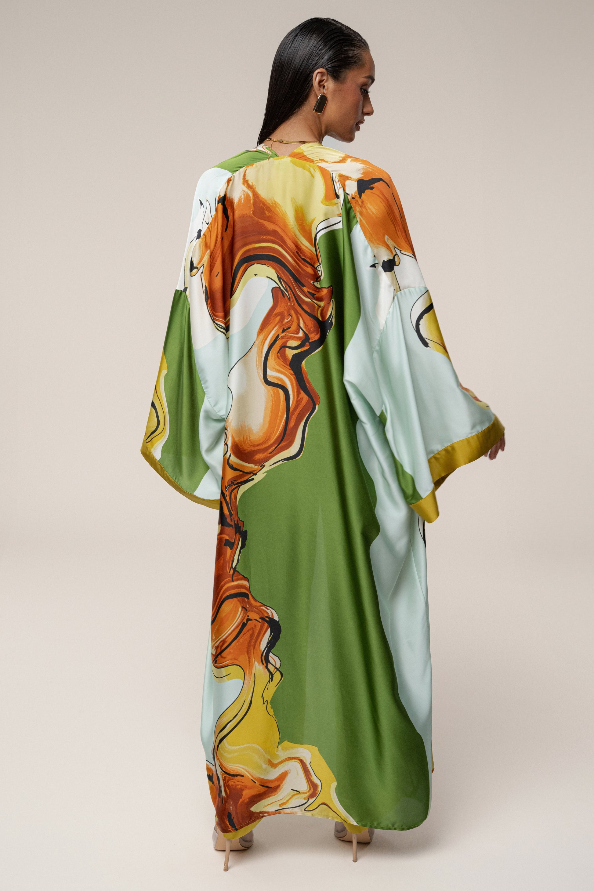 PRE-ORDER Green Tropical Print Nola Maxi Duster NEWFASHIONEDGE