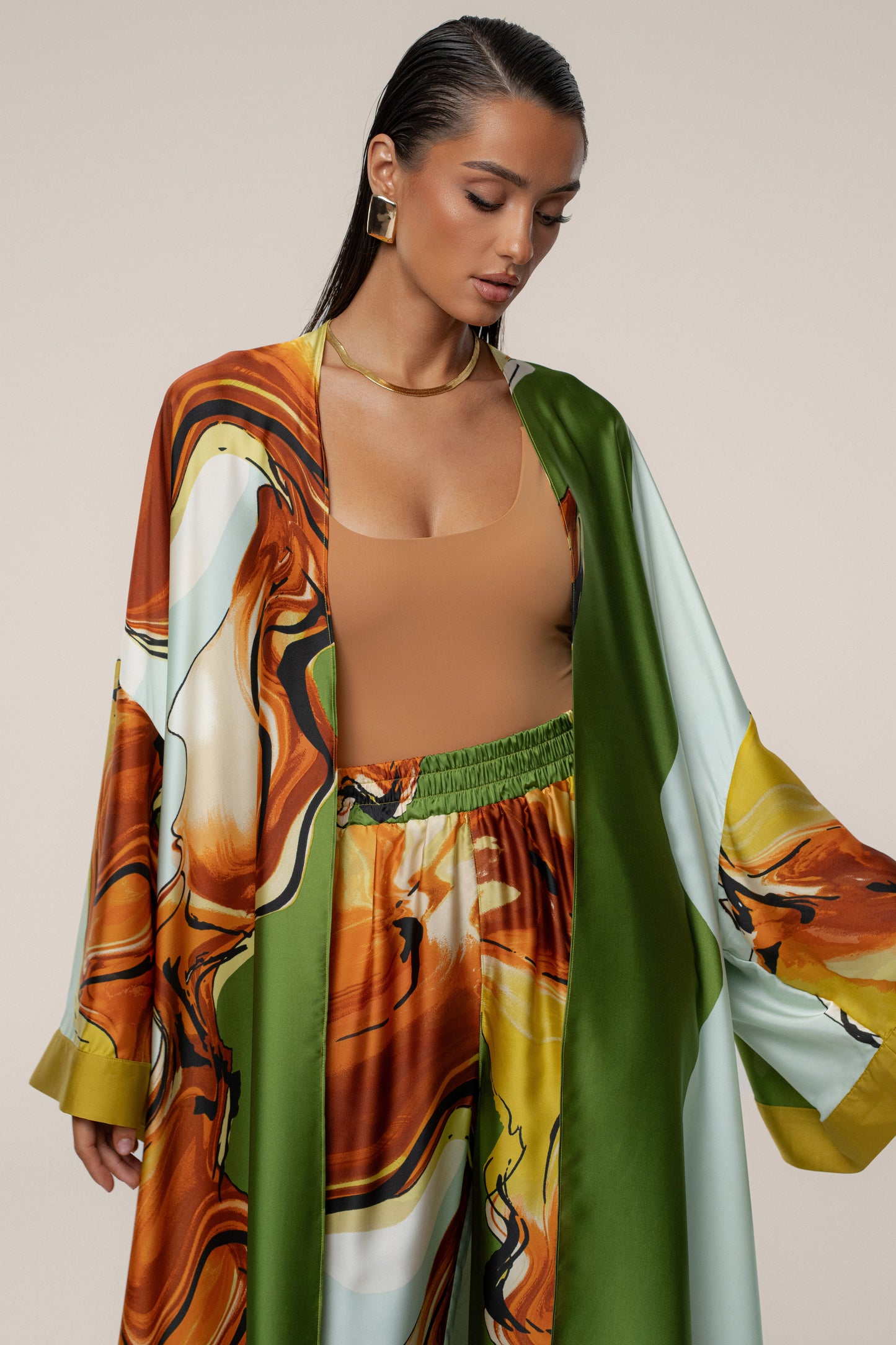 PRE-ORDER Green Tropical Print Nola Maxi Duster