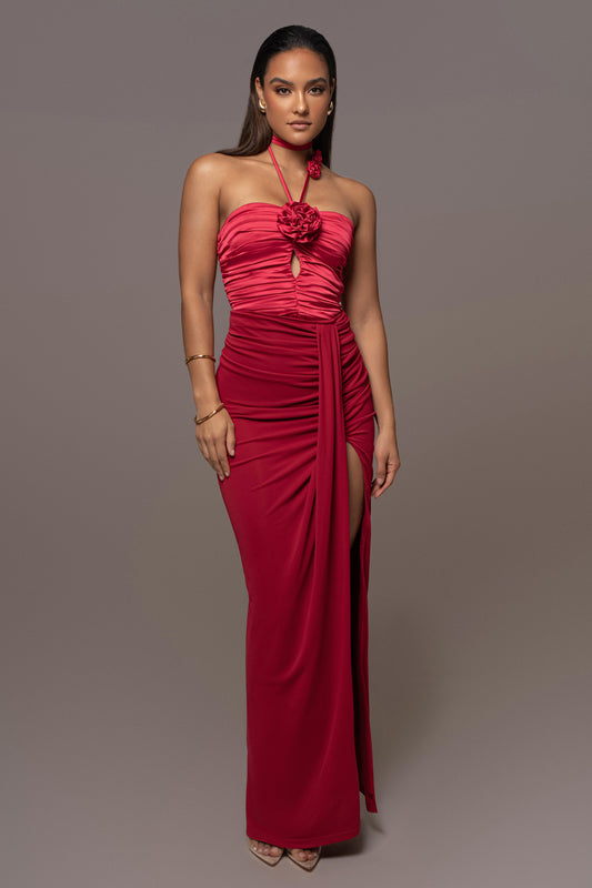 Red Tara Drape Skirt JLUXLABEL