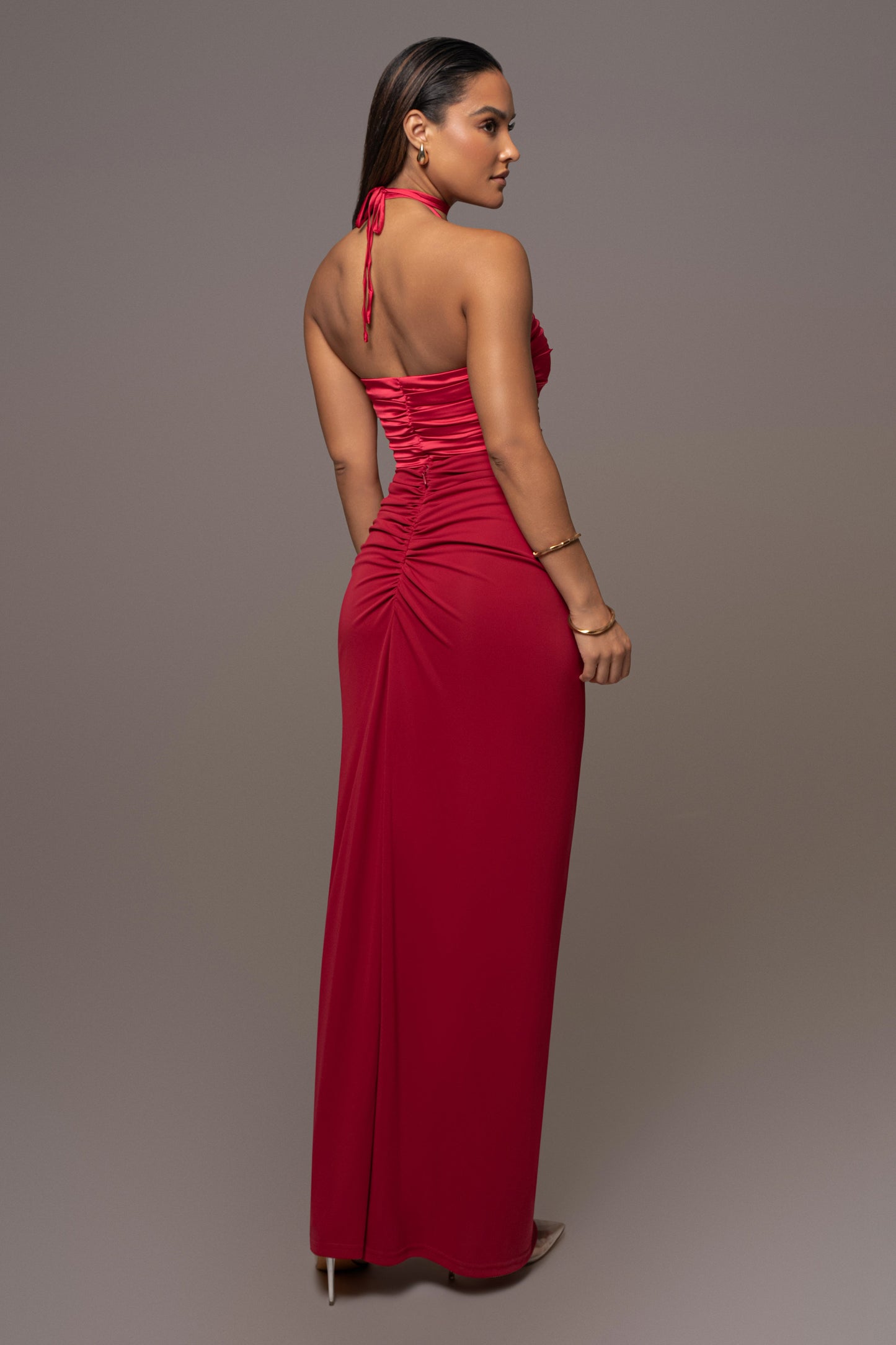 Red Tara Drape Skirt JLUXLABEL