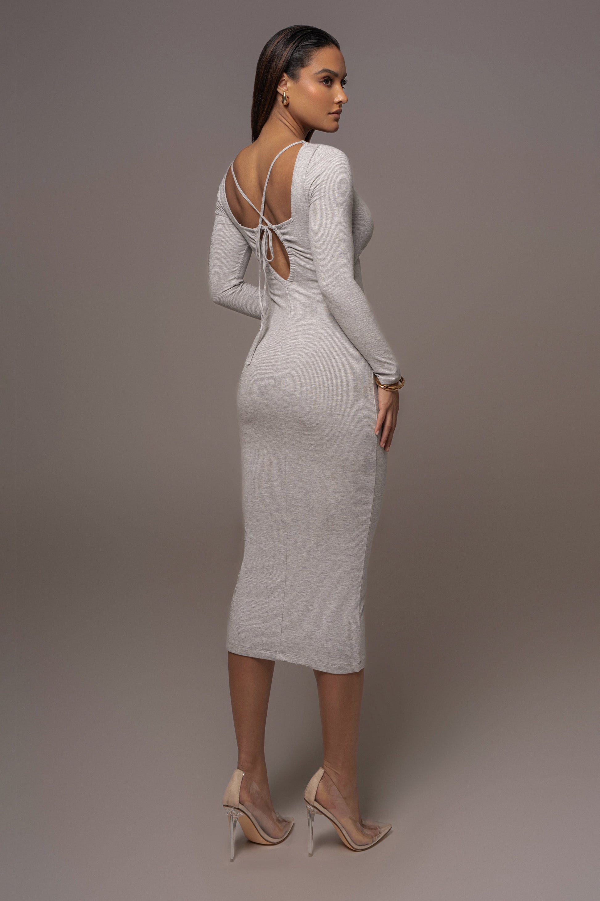 Grey Mesmerize Midi Dress JLUXLABEL