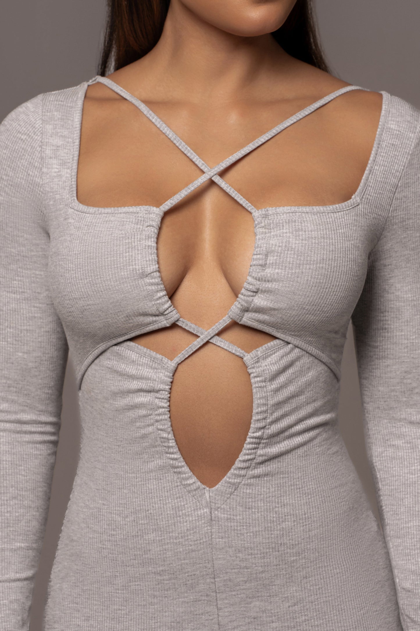 Grey Mesmerize Midi Dress JLUXLABEL