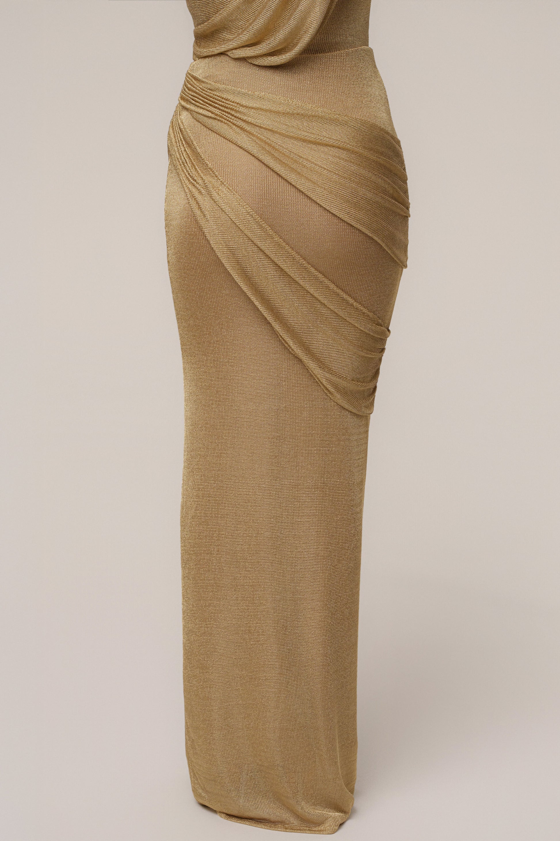 Gold Opulent Metallic Maxi Skirt JLUXLABEL