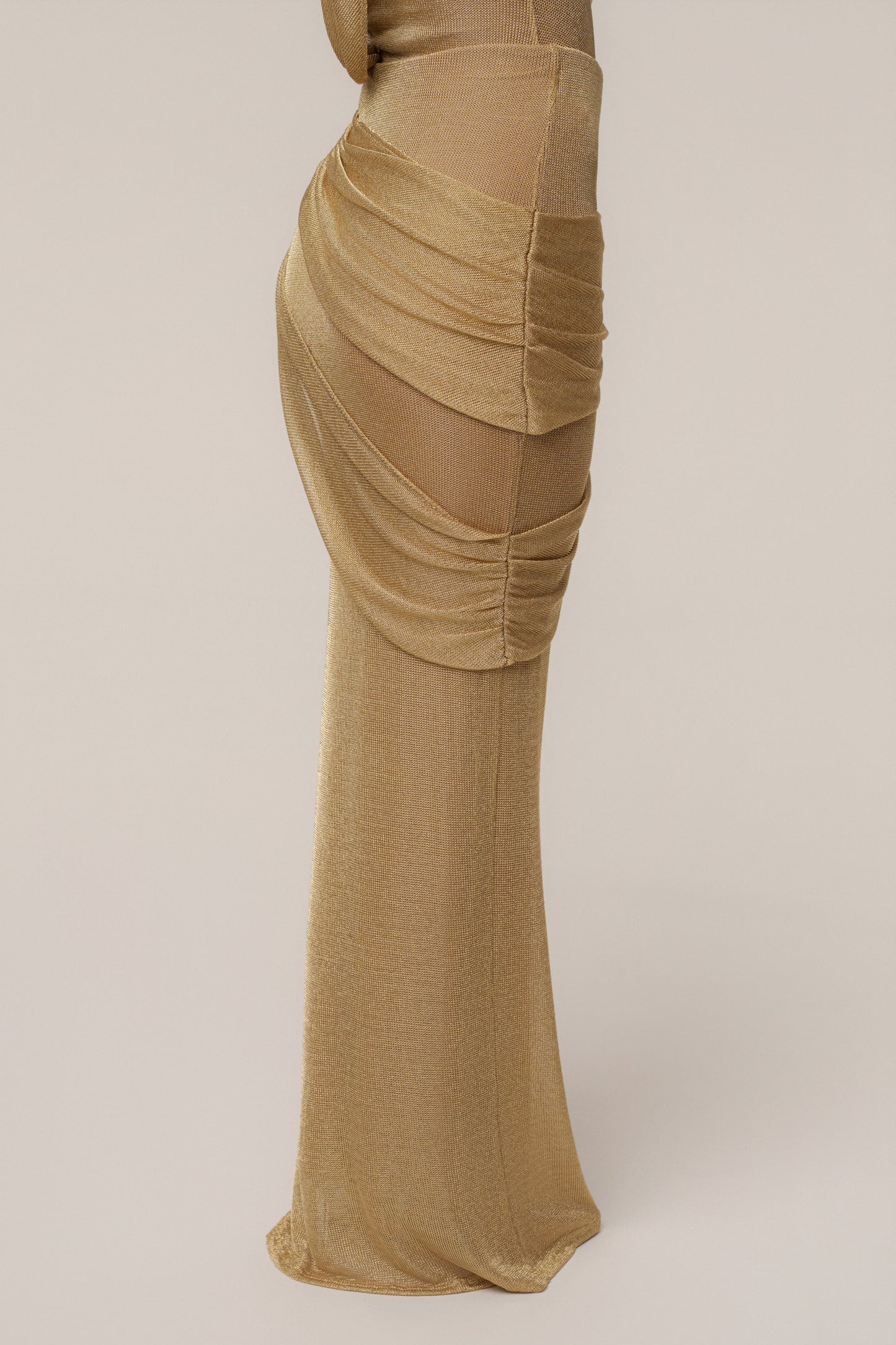 Gold Opulent Metallic Maxi Skirt JLUXLABEL