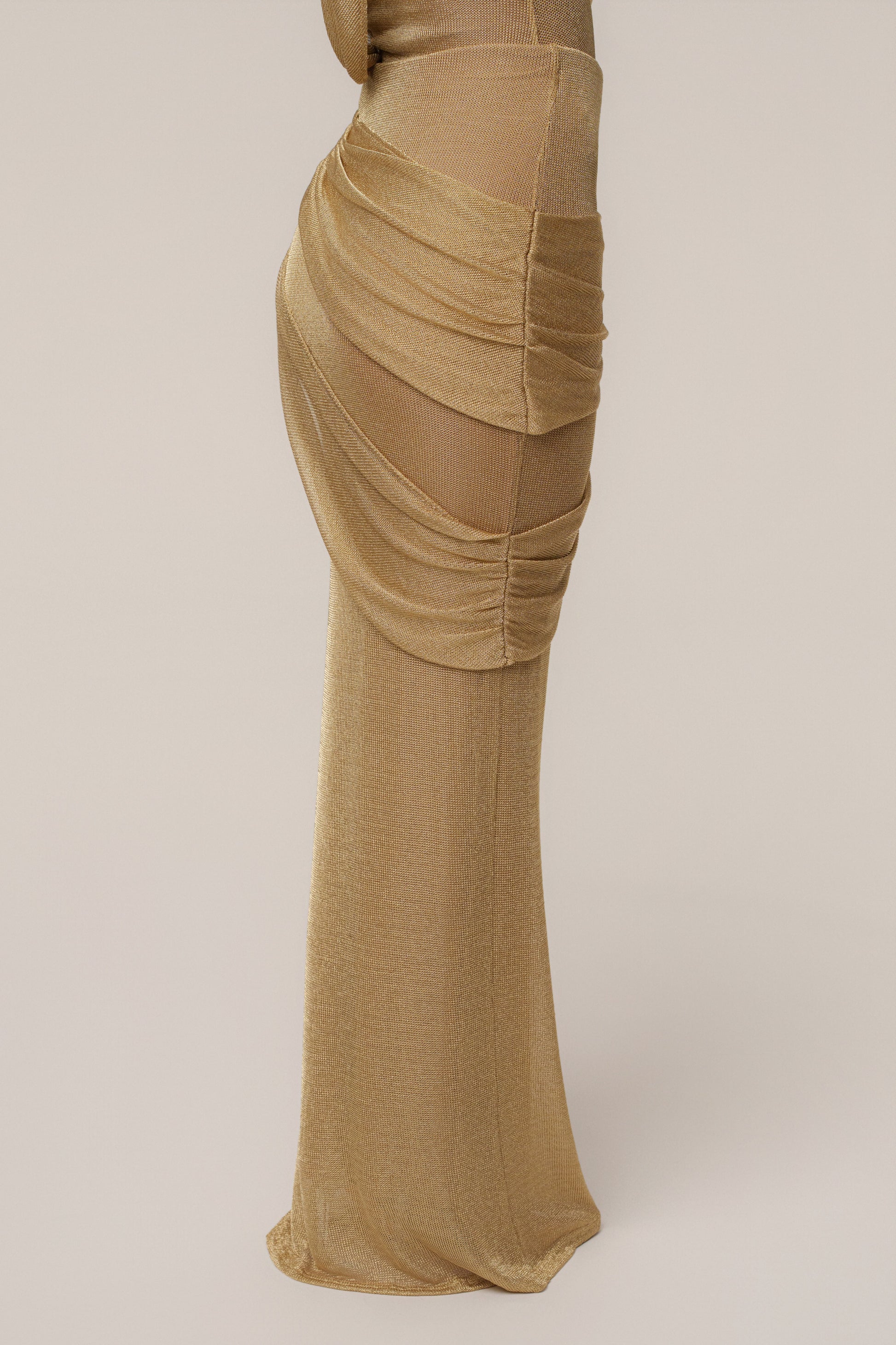 Gold Opulent Metallic Maxi Skirt JLUXLABEL