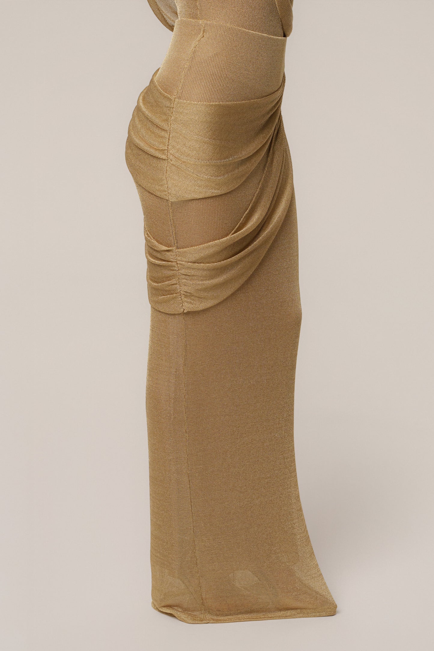 Gold Opulent Metallic Maxi Skirt JLUXLABEL