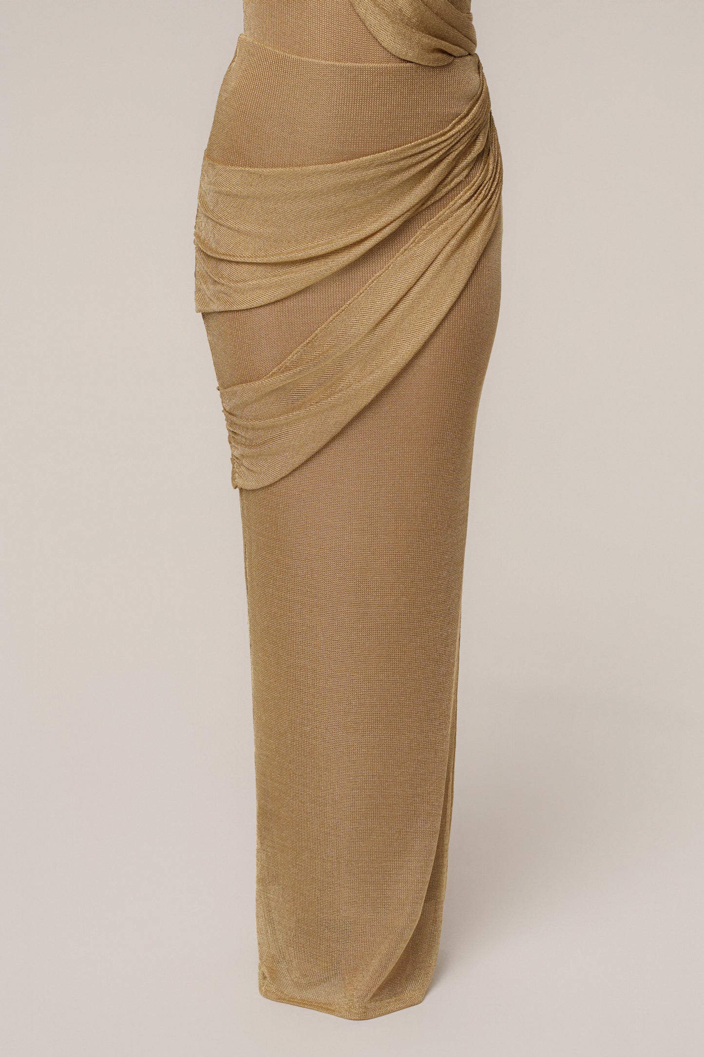 Gold Opulent Metallic Maxi Skirt JLUXLABEL