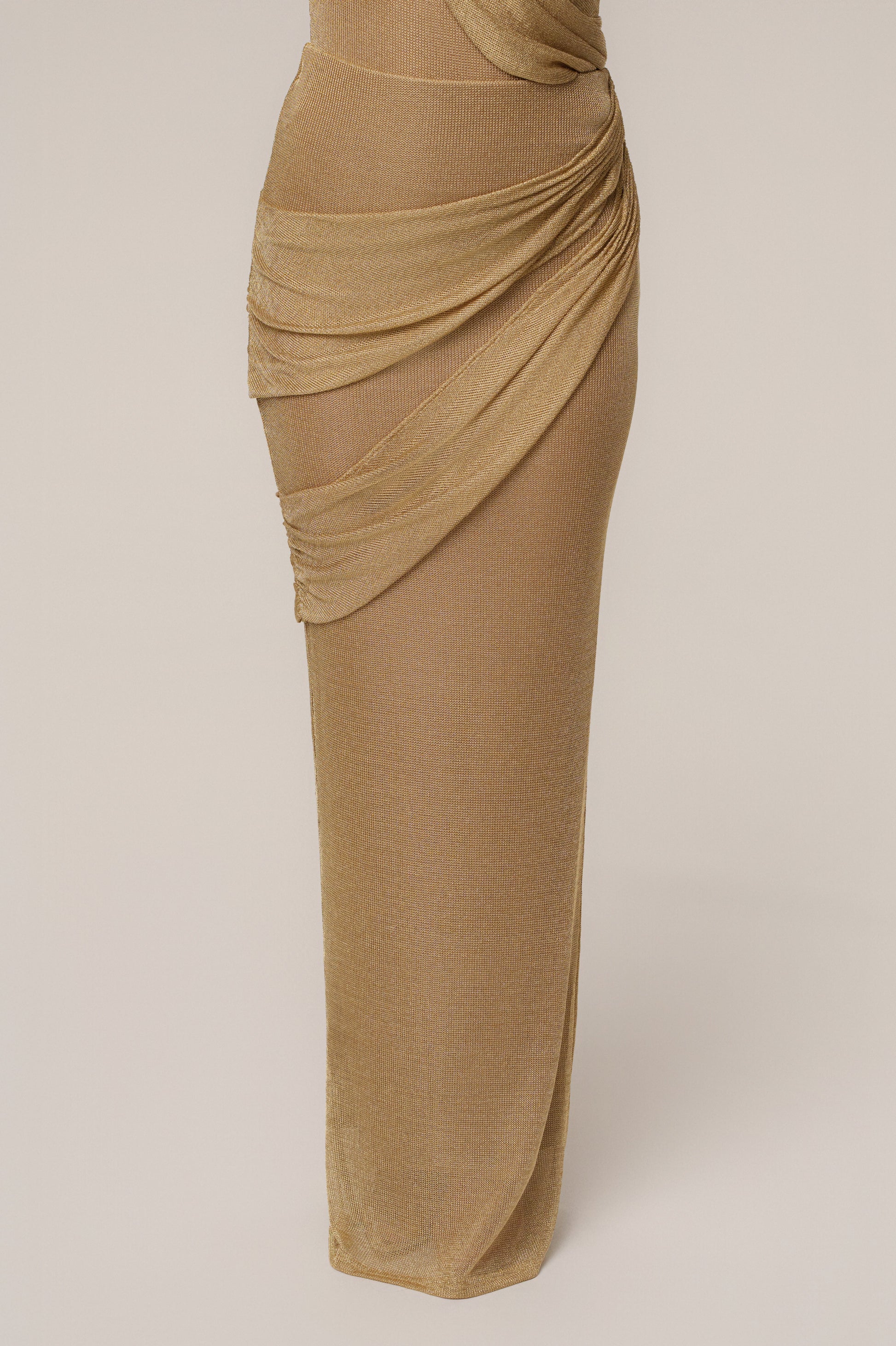 Gold Opulent Metallic Maxi Skirt JLUXLABEL