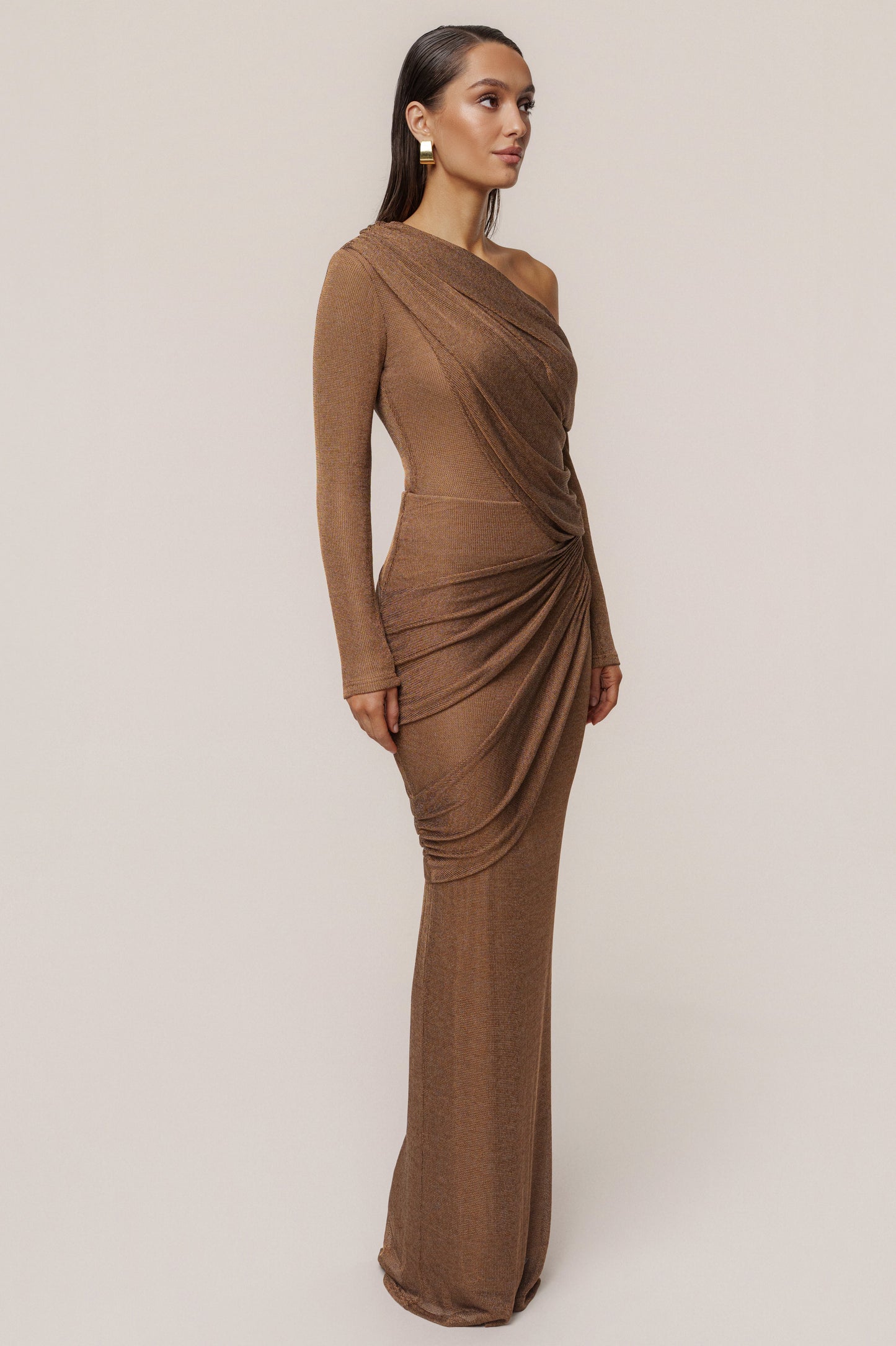 Bronze Opulent Metallic Bodysuit JLUXLABEL