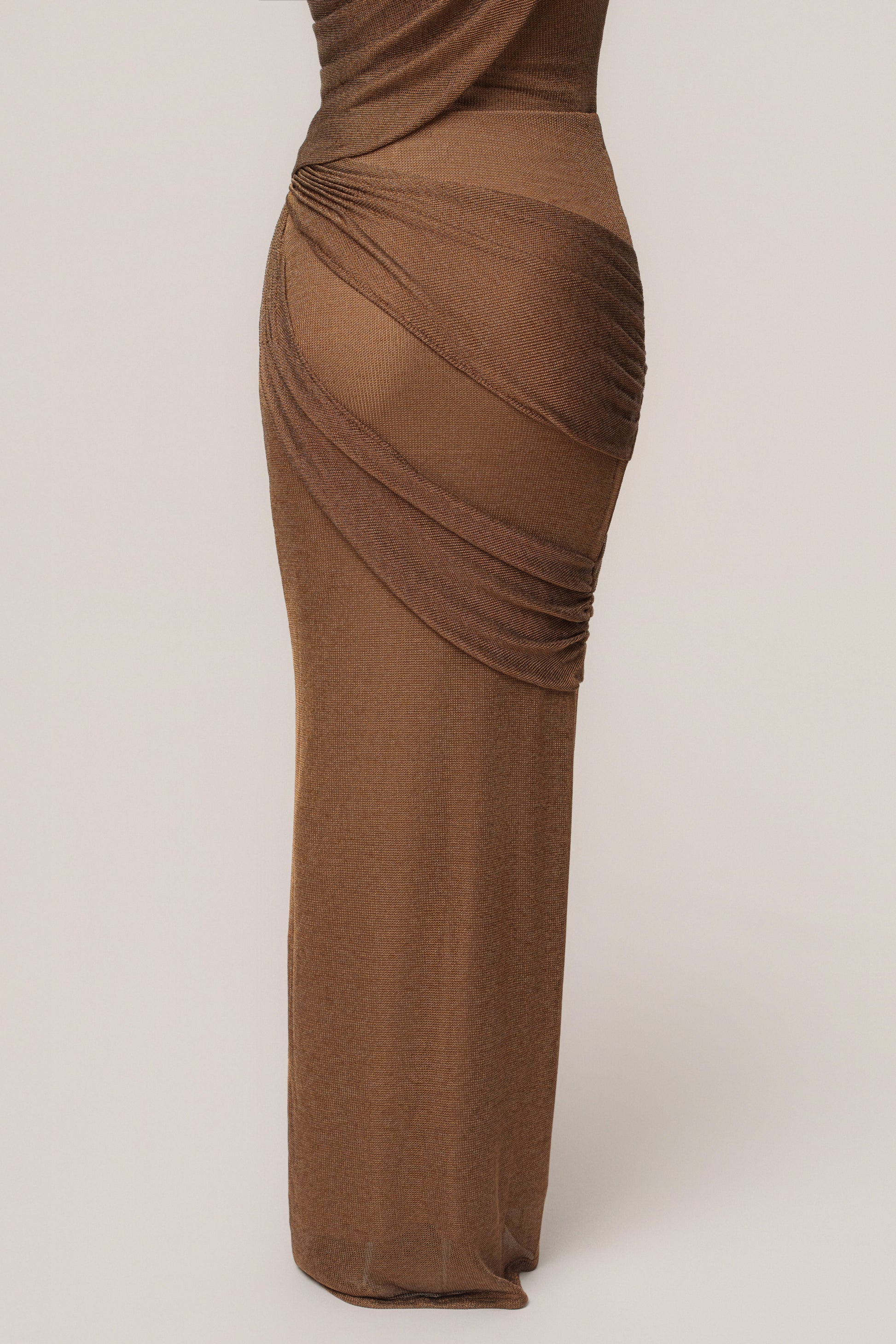Bronze Opulent Metallic Maxi Skirt JLUXLABEL