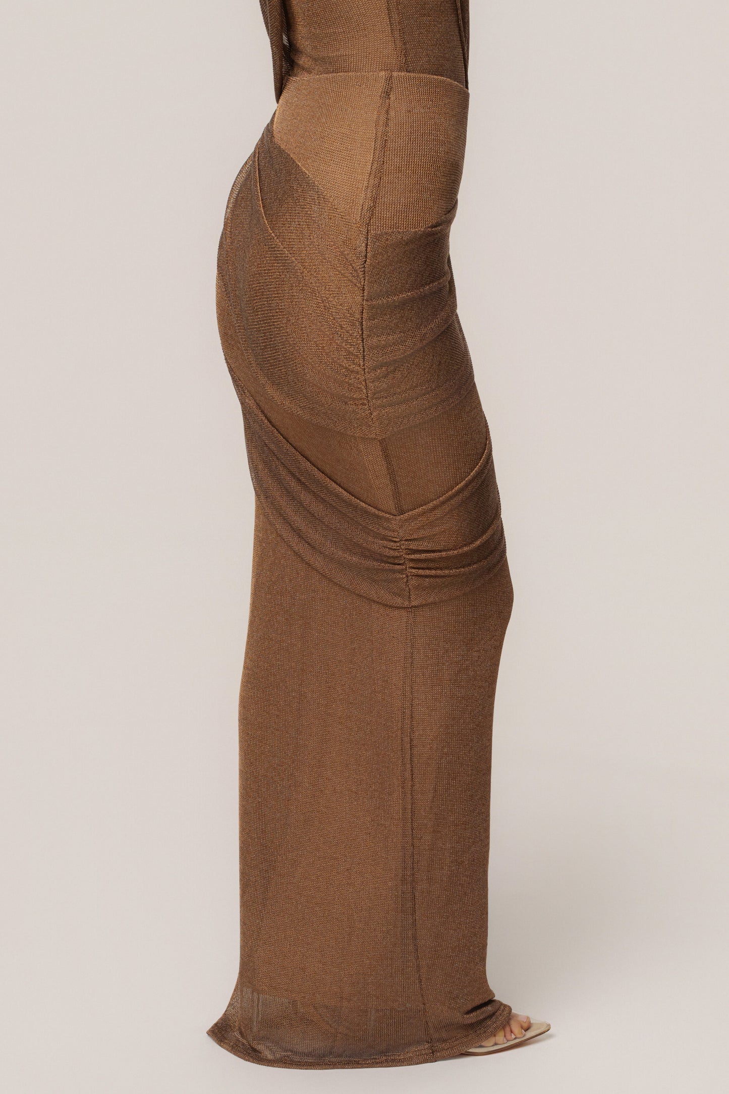 Bronze Opulent Metallic Maxi Skirt JLUXLABEL