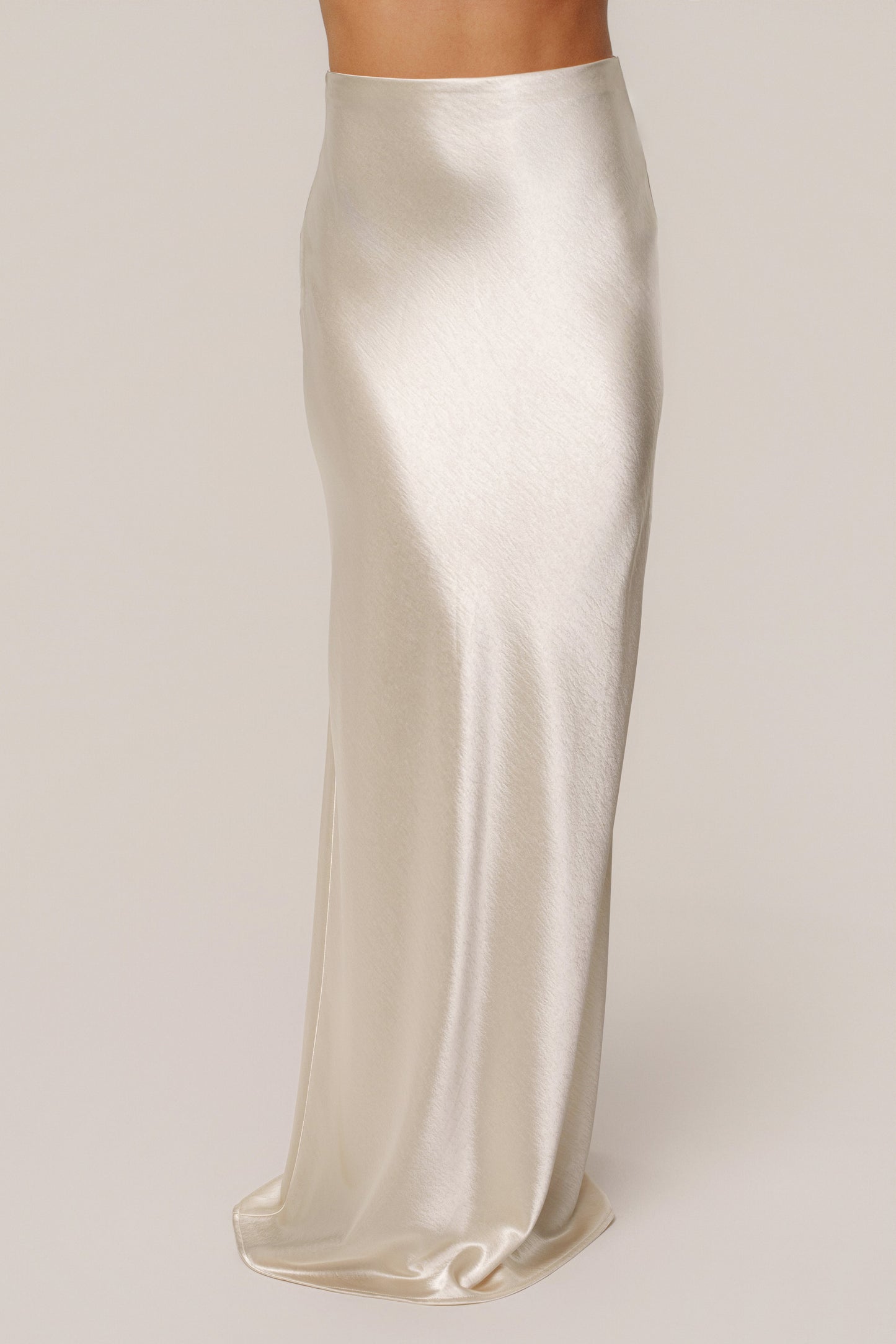 Champagne Tradition Satin Maxi Skirt JLUXLABEL