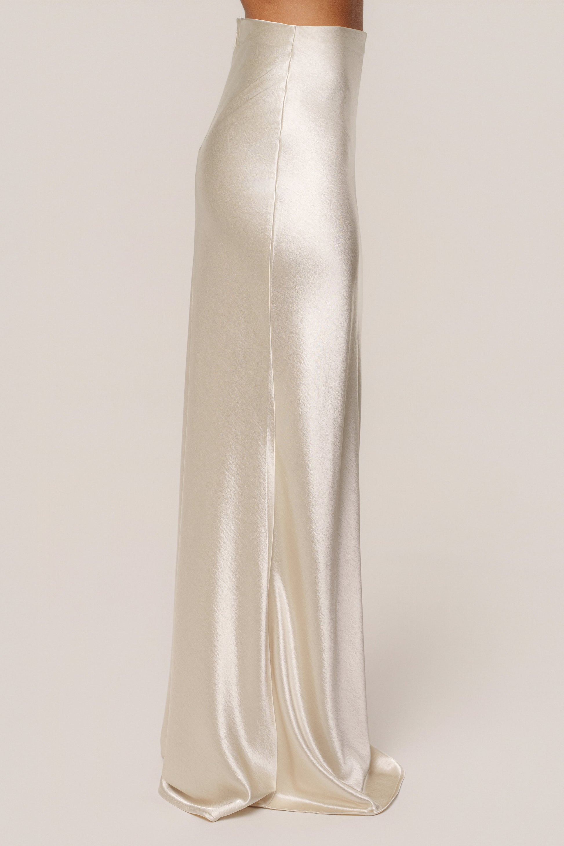 Champagne Tradition Satin Maxi Skirt JLUXLABEL